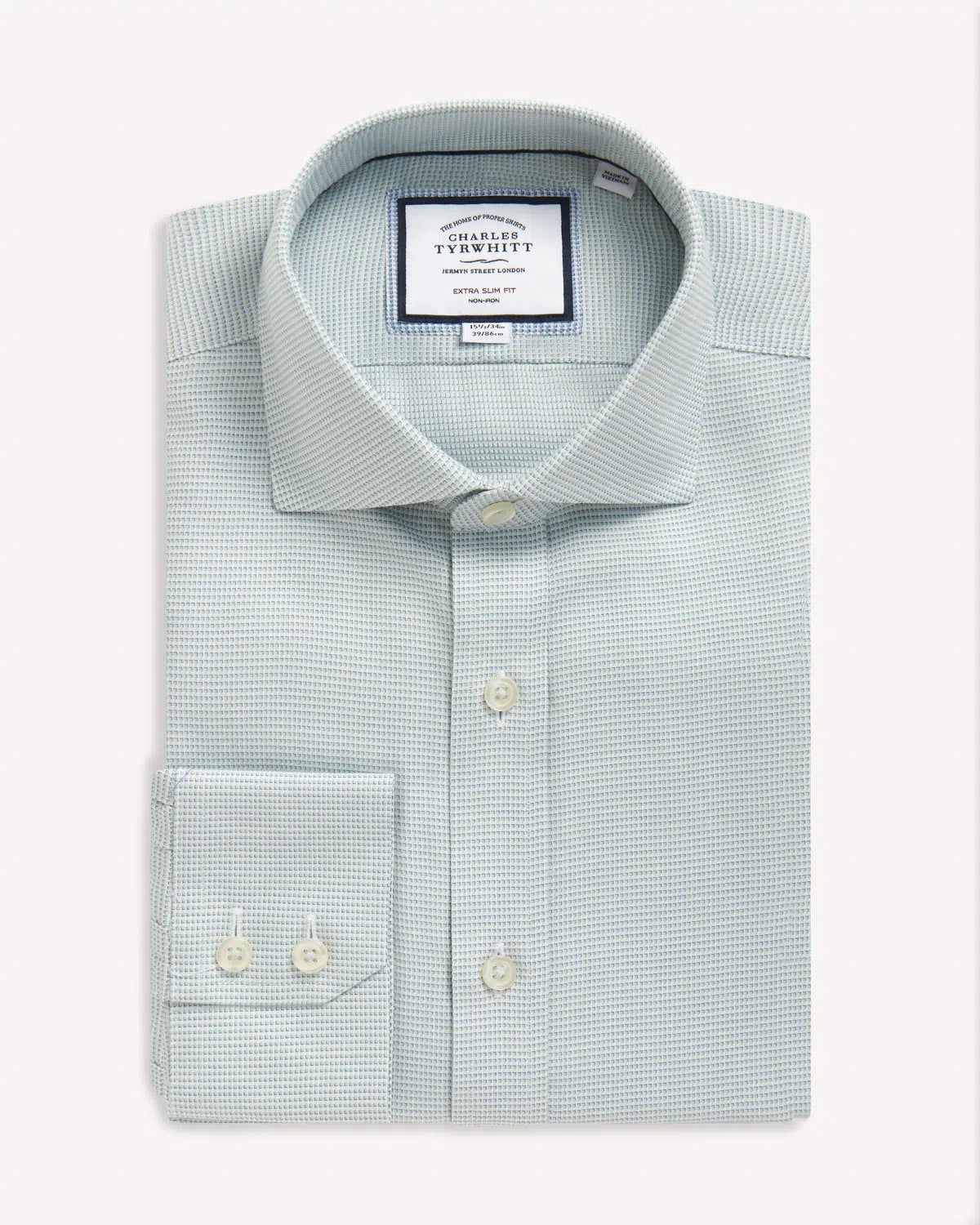 Charles Tyrwhitt Extra Slim Fit Cambridge Weave Green-MALFORD OF LONDON SAVILE ROW MENSWEAR OUTLET