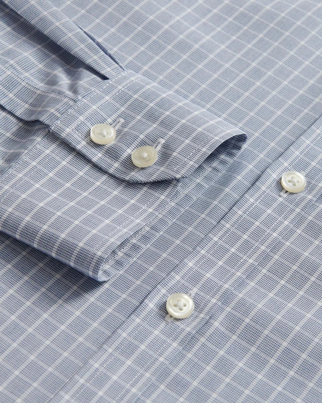 Charles Tyrwhitt Extra Slim Fit Poplin Fine Line Check Shirt Petrol Blue-MALFORD OF LONDON SAVILE ROW MENSWEAR OUTLET