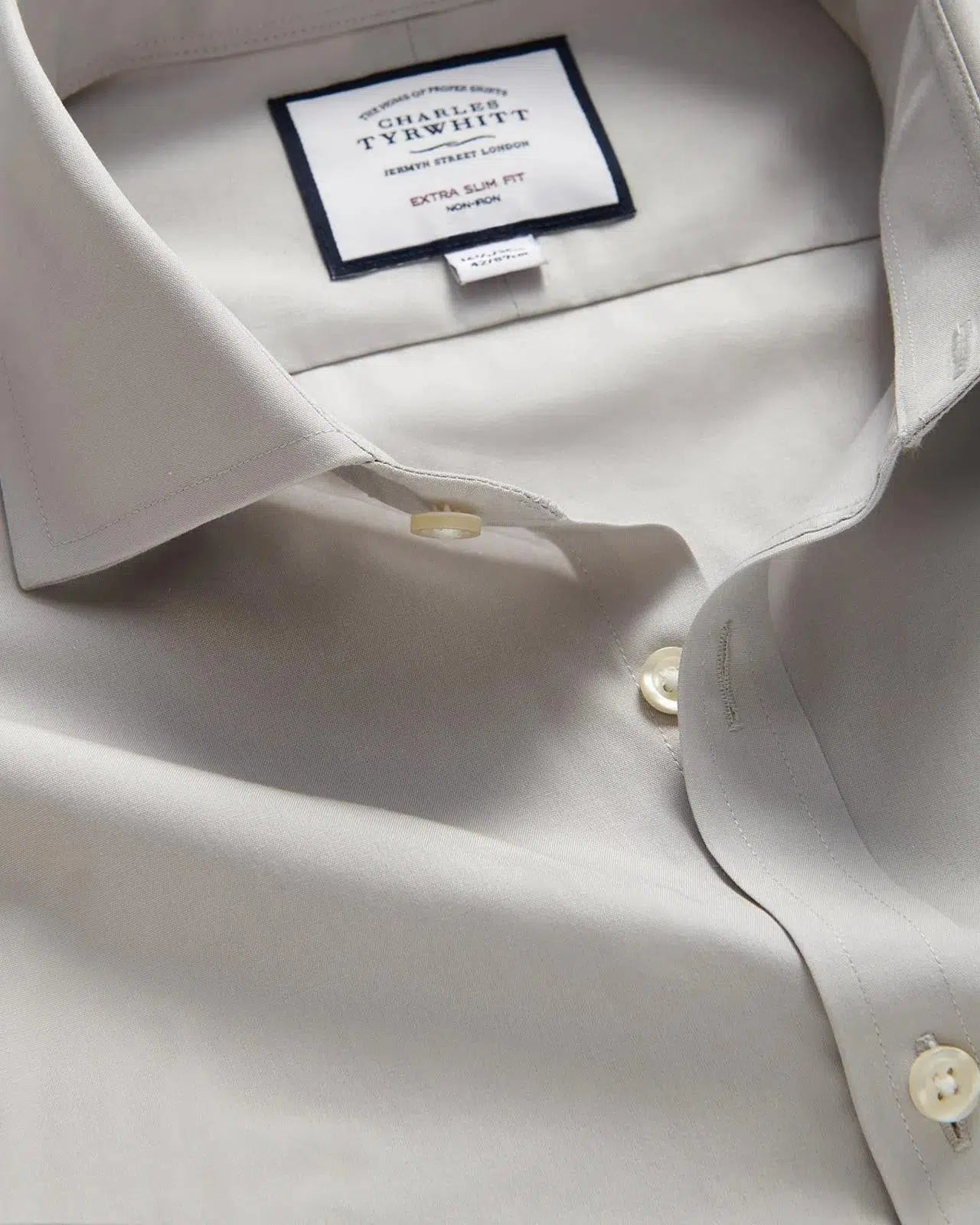 Charles Tyrwhitt Extra Slim Fit Poplin Shirt Grey-MALFORD OF LONDON SAVILE ROW MENSWEAR OUTLET