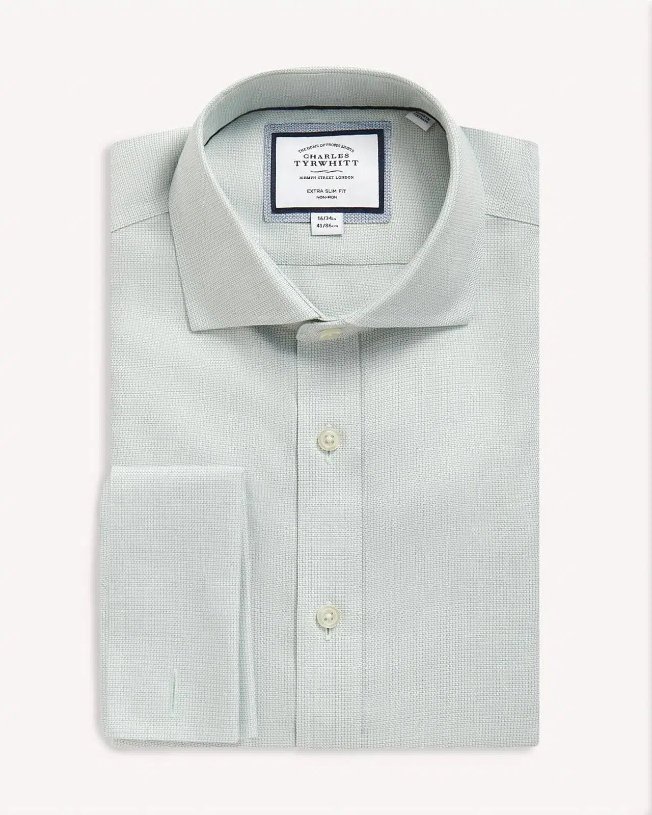 Charles Tyrwhitt Extra Slim Fit Richmond Weave Shirt Green-MALFORD OF LONDON SAVILE ROW MENSWEAR OUTLET