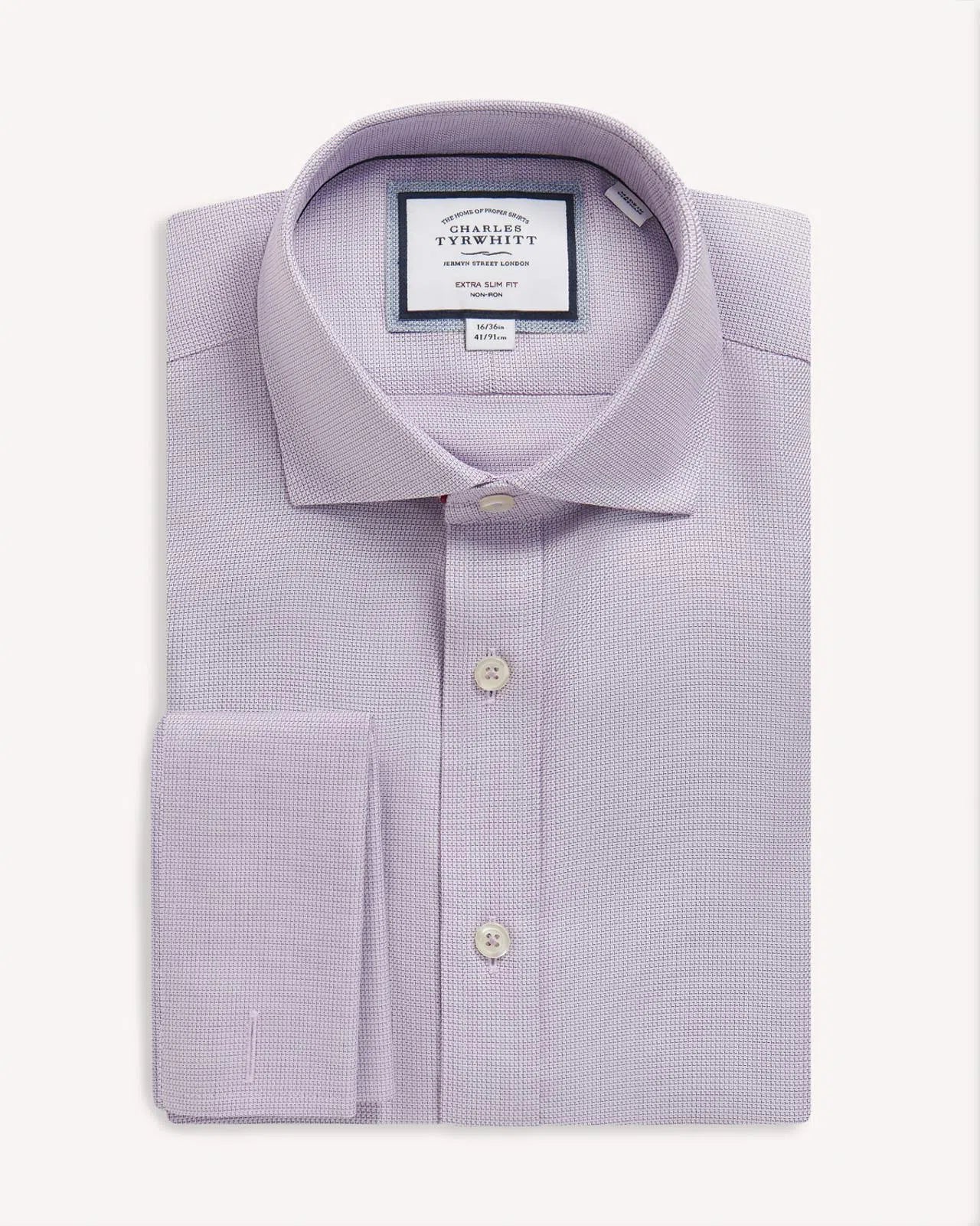 Charles Tyrwhitt Extra Slim Fit Richmond Weave Shirt Mauve Purple-MALFORD OF LONDON SAVILE ROW MENSWEAR OUTLET