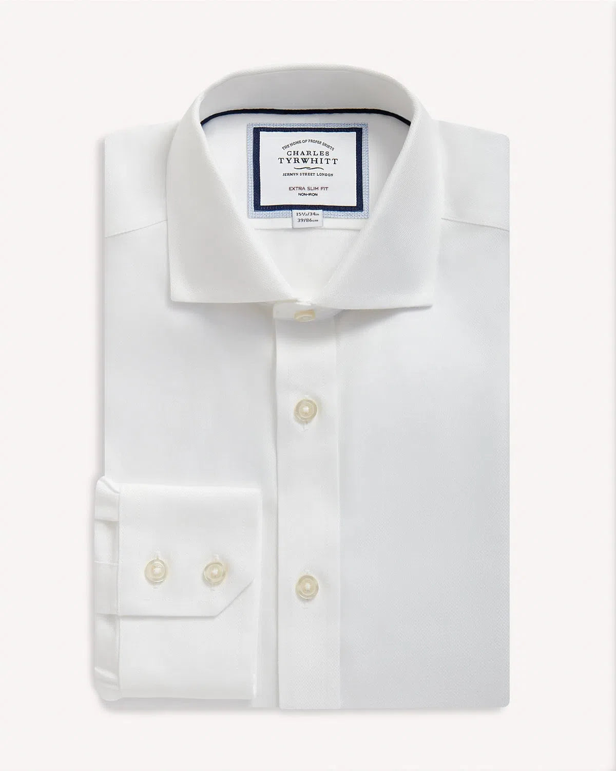 Charles Tyrwhitt Extra Slim Fit Richmond Weave Shirt White-MALFORD OF LONDON SAVILE ROW MENSWEAR OUTLET