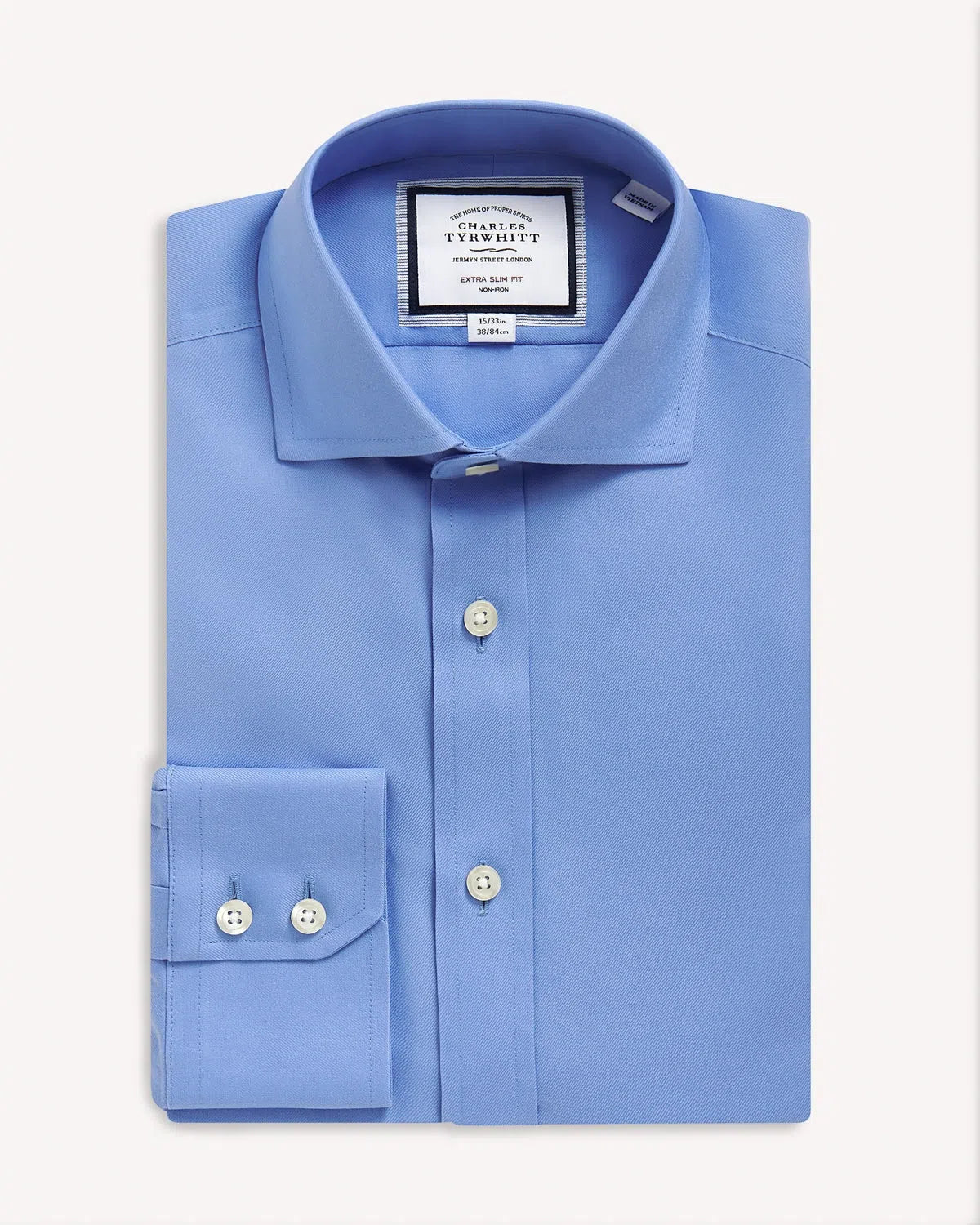 Charles Tyrwhitt Extra Slim Fit Twill Shirt Cornflower Blue-MALFORD OF LONDON SAVILE ROW MENSWEAR OUTLET