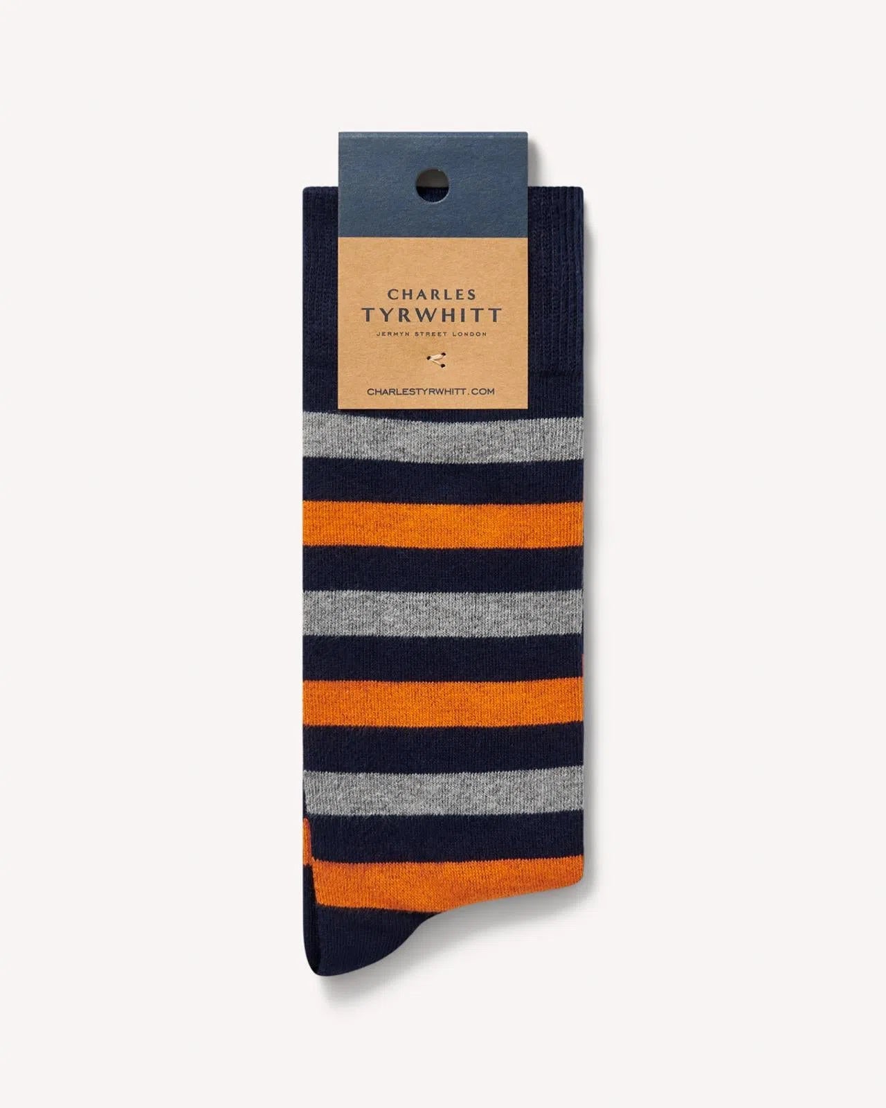 Charles Tyrwhitt Orange and light grey melange stripe socks-MALFORD OF LONDON SAVILE ROW MENSWEAR OUTLET