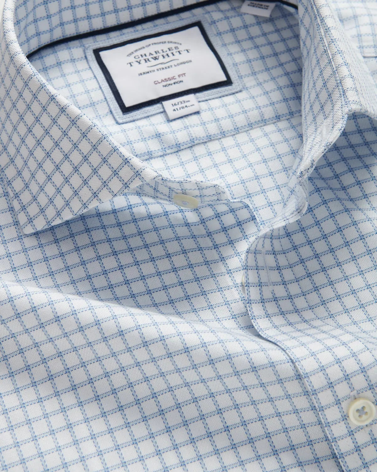 Charles Tyrwhitt Richmond Weave Classic Fit Shirt Blue Check-MALFORD OF LONDON SAVILE ROW MENSWEAR OUTLET