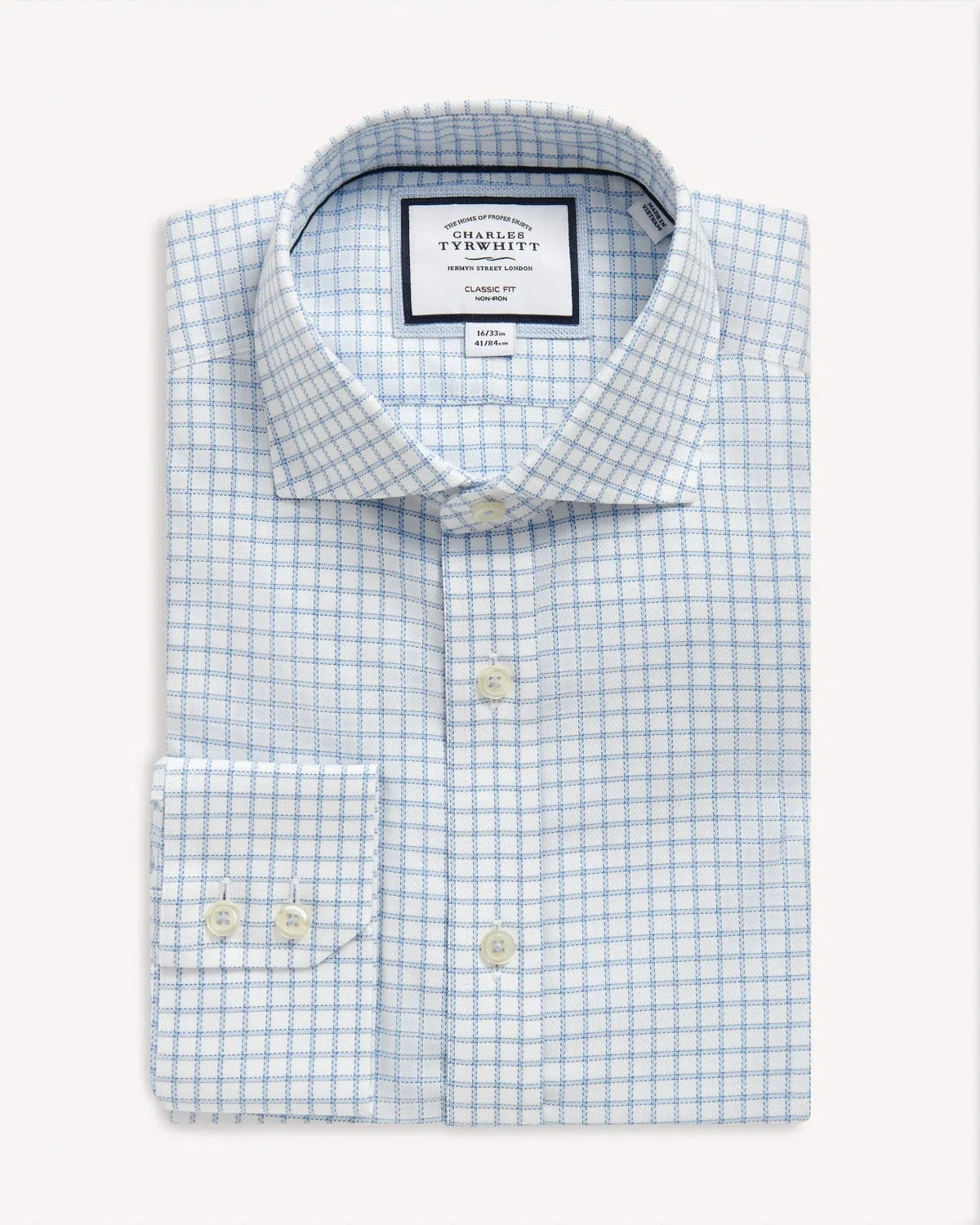 Charles Tyrwhitt Richmond Weave Classic Fit Shirt Blue Check-MALFORD OF LONDON SAVILE ROW MENSWEAR OUTLET