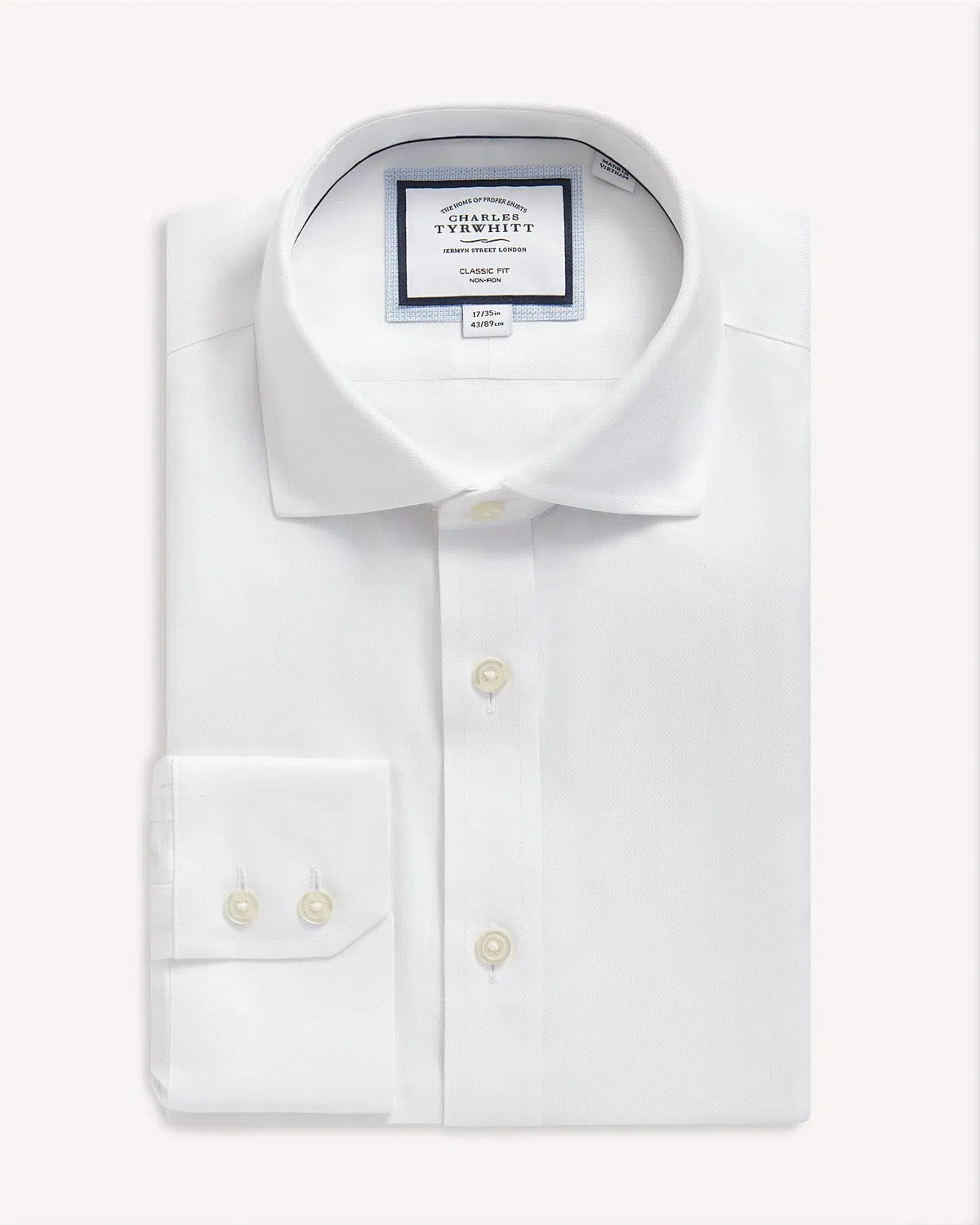 Charles Tyrwhitt Richmond Weave Classic Fit Shirt White-MALFORD OF LONDON SAVILE ROW MENSWEAR OUTLET