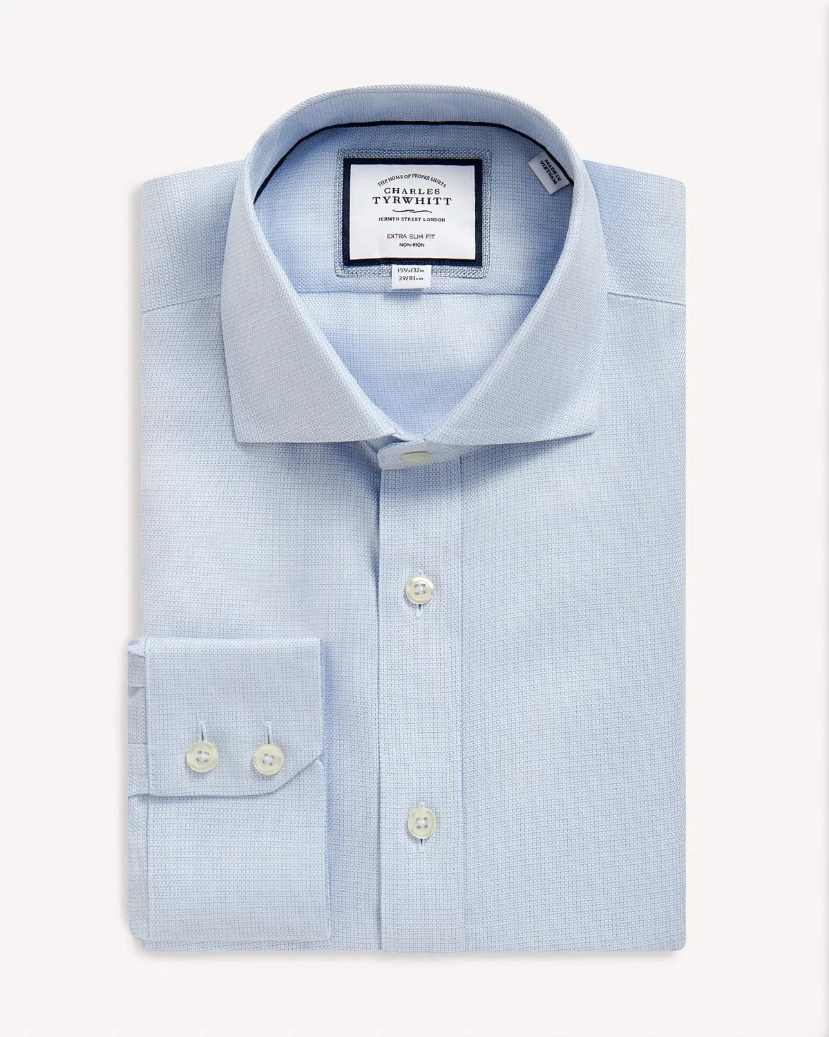 Charles Tyrwhitt Richmond Weave Extra Slim Shirt Sky Blue-MALFORD OF LONDON SAVILE ROW MENSWEAR OUTLET