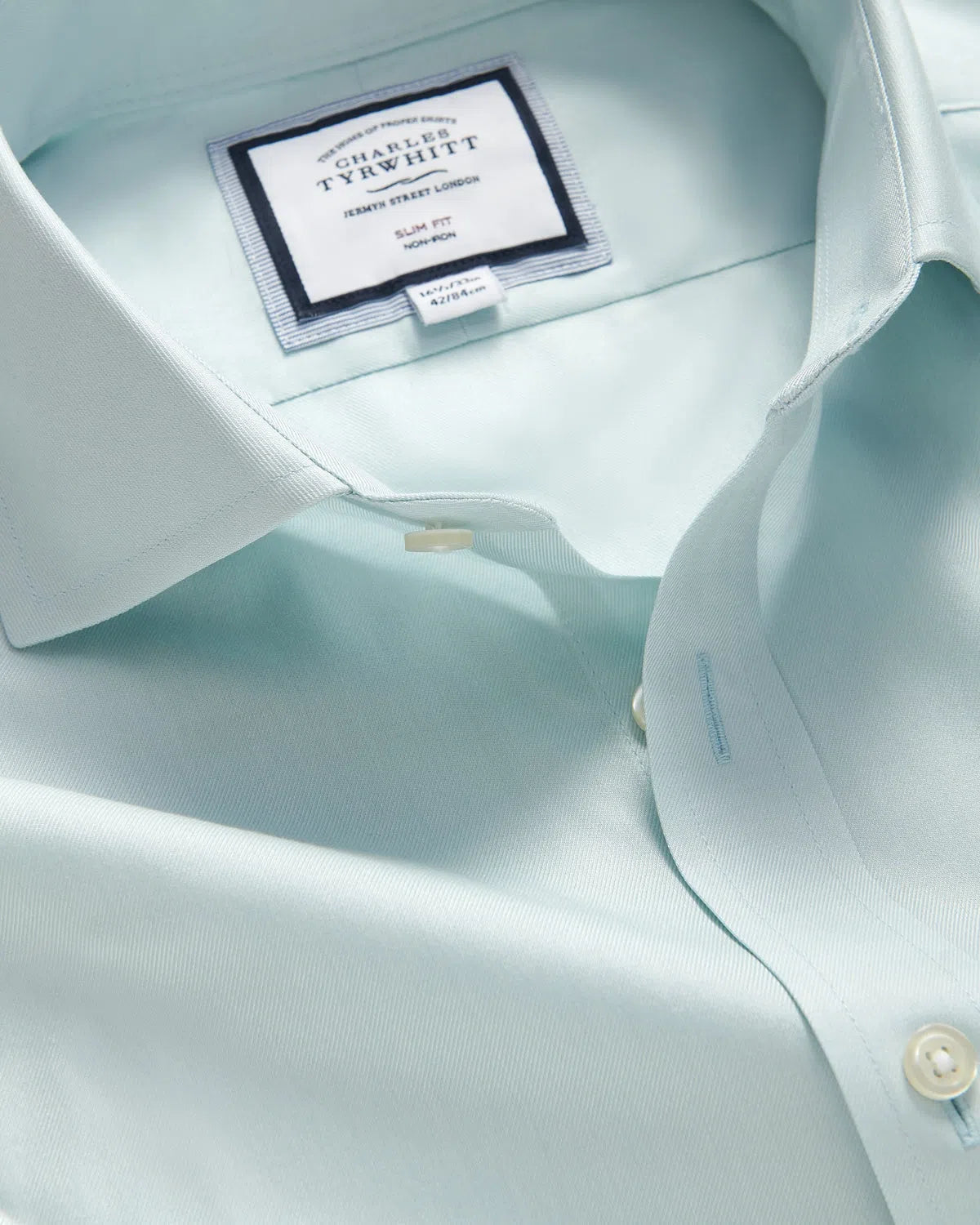 Charles Tyrwhitt Slim Fit Classic Twill Shirt Aqua-MALFORD OF LONDON SAVILE ROW MENSWEAR OUTLET