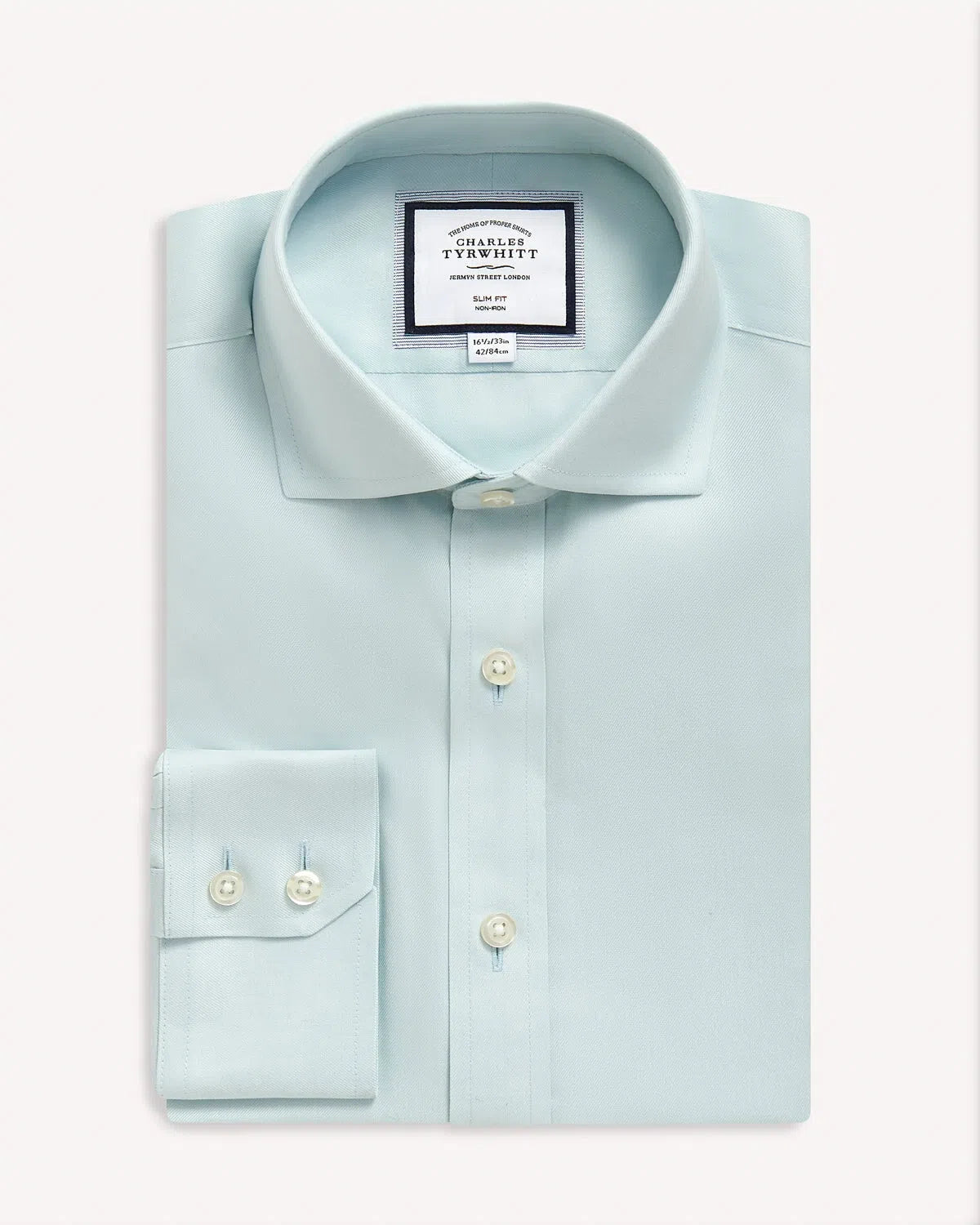 Charles Tyrwhitt Slim Fit Classic Twill Shirt Aqua-MALFORD OF LONDON SAVILE ROW MENSWEAR OUTLET