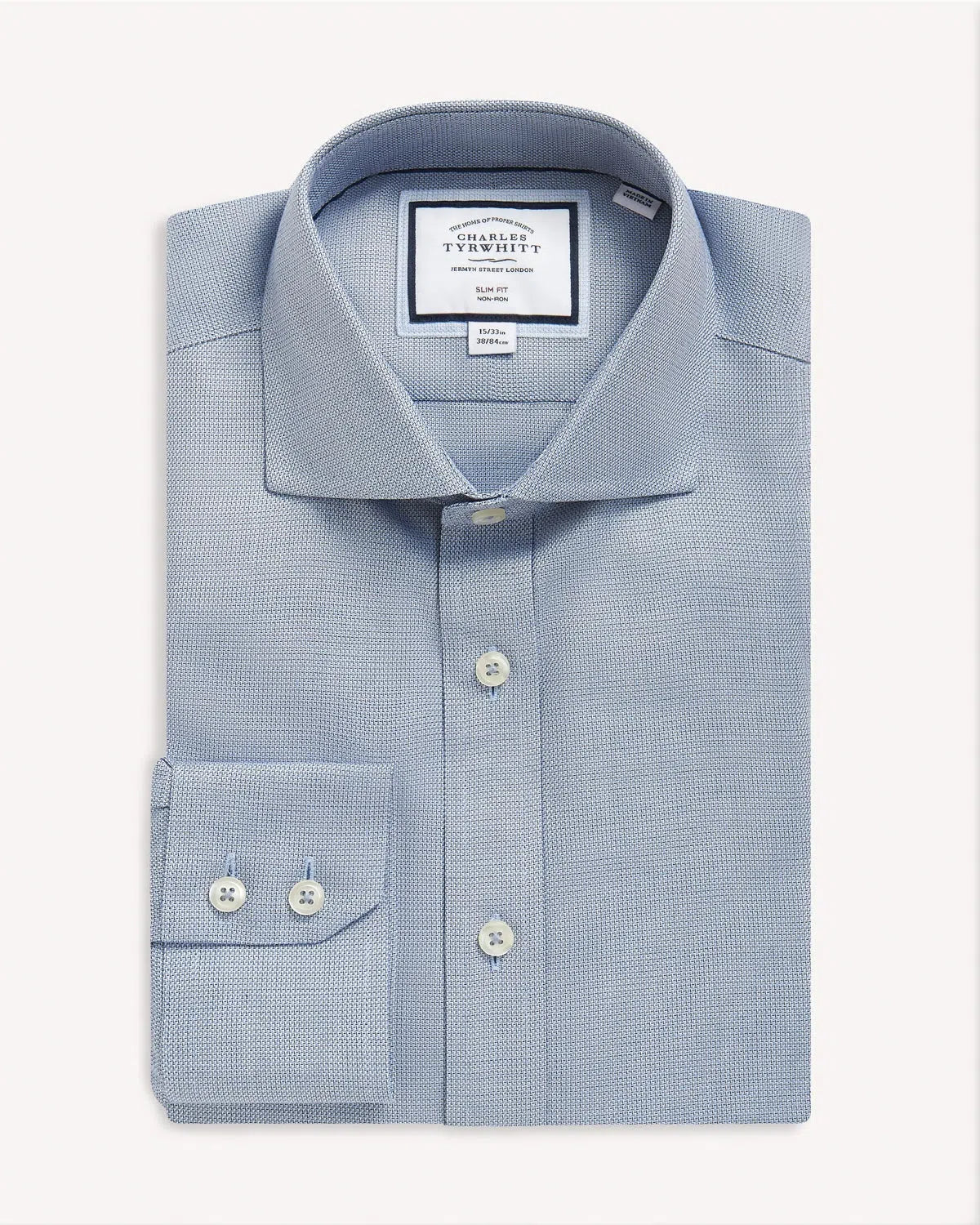 Charles Tyrwhitt Slim Fit Richmond Weave Shirt Blue-MALFORD OF LONDON SAVILE ROW MENSWEAR OUTLET