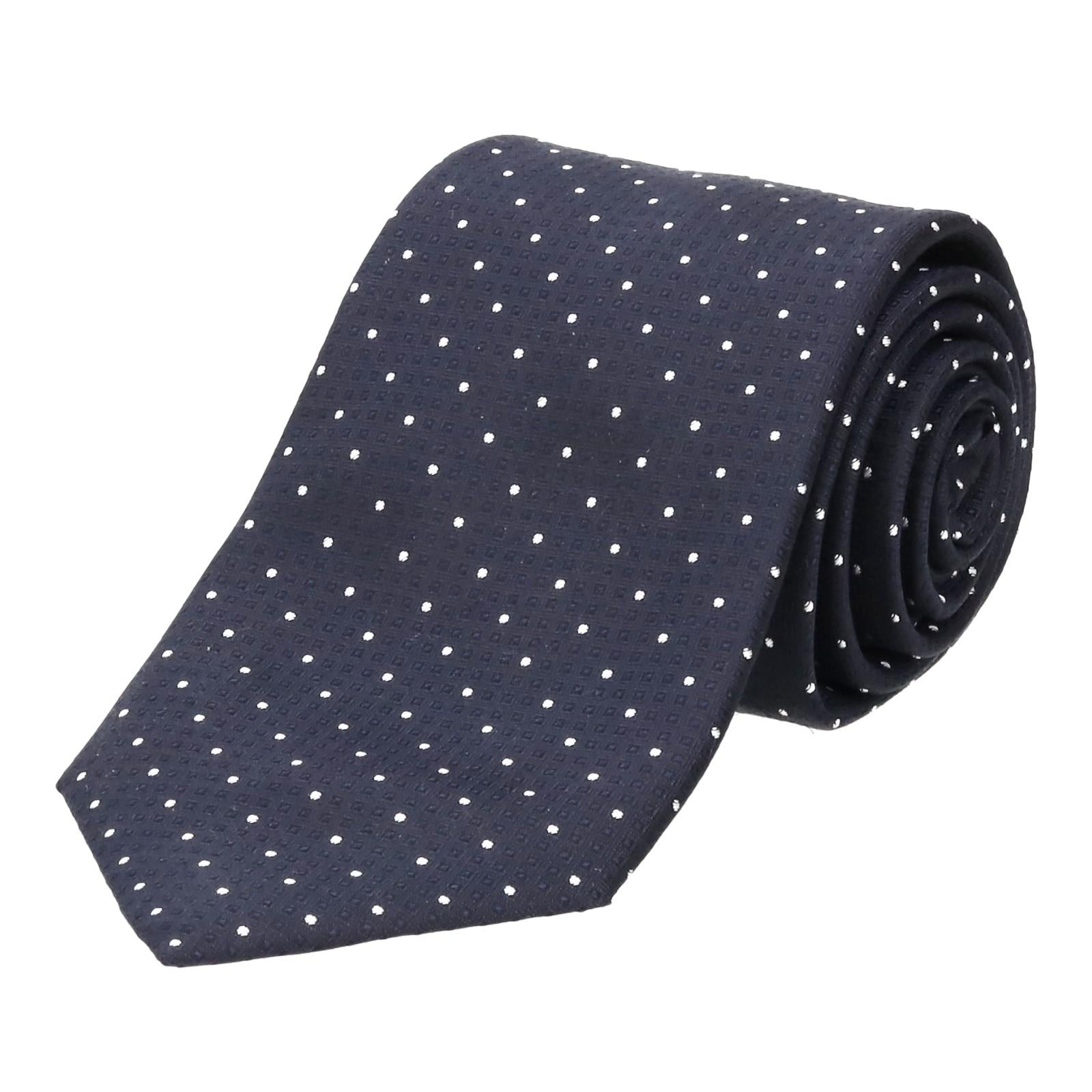 Charles Tyrwhitt Stain Resistant Polka Dot Dark Navy Tie-MALFORD OF LONDON SAVILE ROW MENSWEAR OUTLET