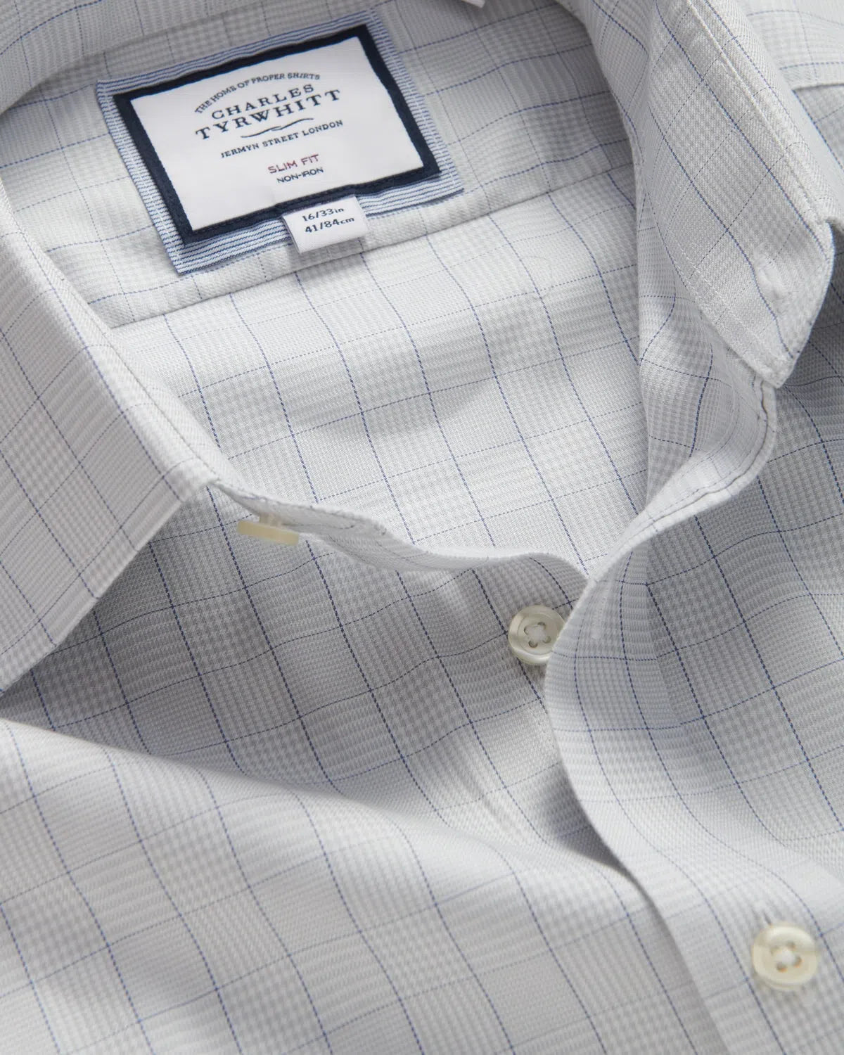 Charles Tyrwitt Slim Fit Prince Of Wales Shirt Grey Check-MALFORD OF LONDON SAVILE ROW MENSWEAR OUTLET