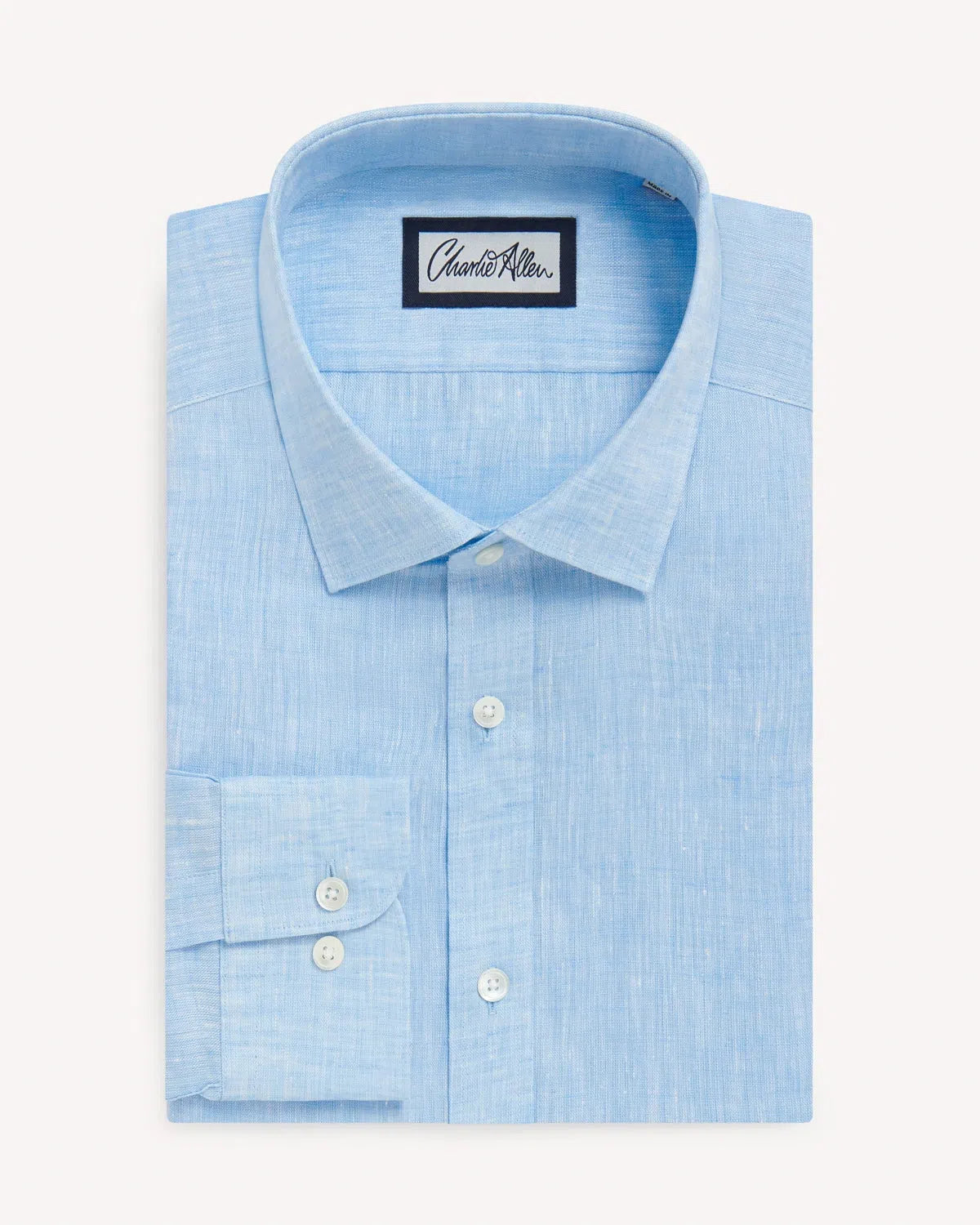 Charlie Allen Plain Linen Shirt Sky-MALFORD OF LONDON SAVILE ROW MENSWEAR OUTLET