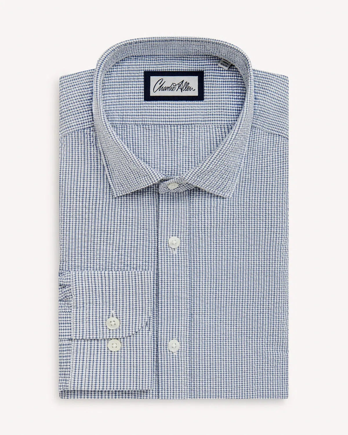 Charlie Allen Seersucker Cotton Shirt Navy-MALFORD OF LONDON SAVILE ROW MENSWEAR OUTLET