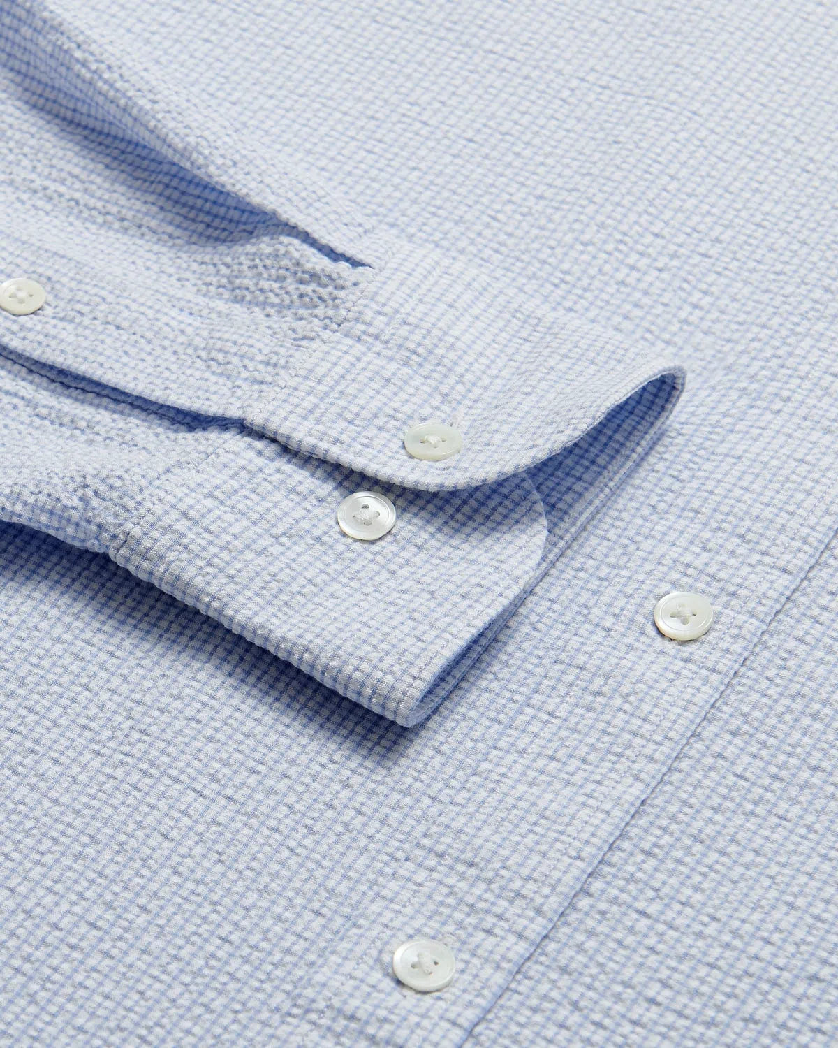 Charlie Allen Seersucker Cotton Shirt Sky-MALFORD OF LONDON SAVILE ROW MENSWEAR OUTLET