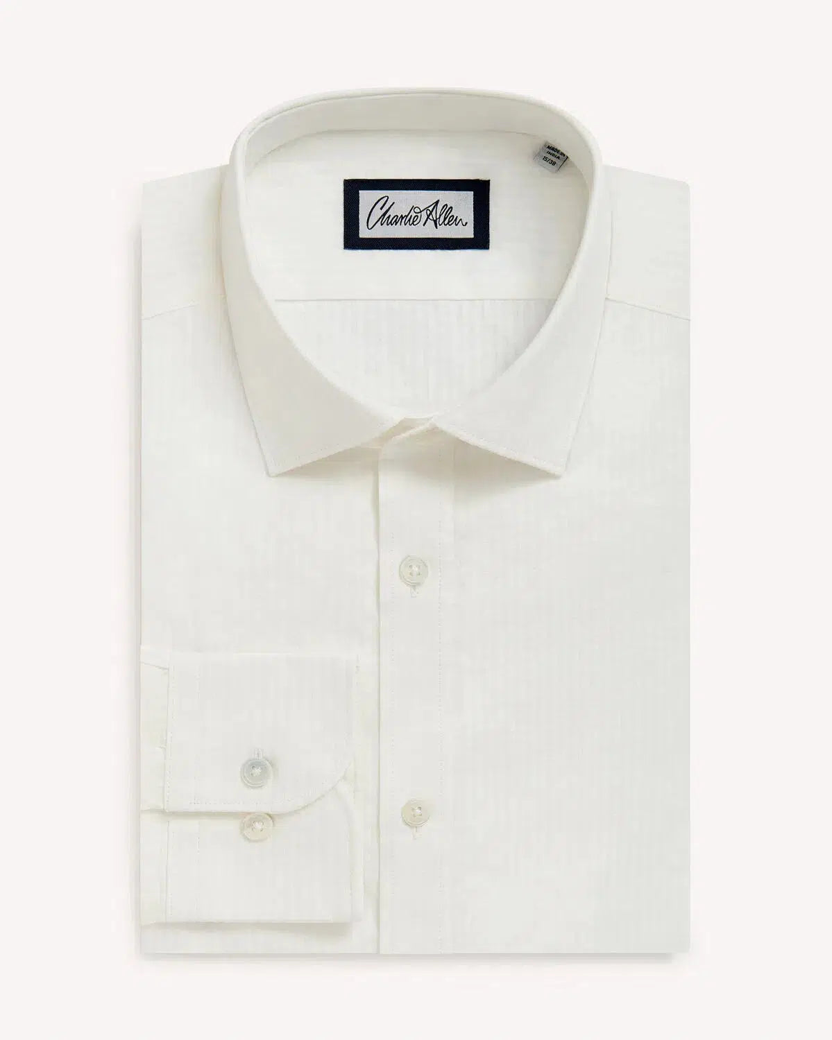 Charlie Allen White Stripe Textured Cotton Shirt-MALFORD OF LONDON SAVILE ROW MENSWEAR OUTLET