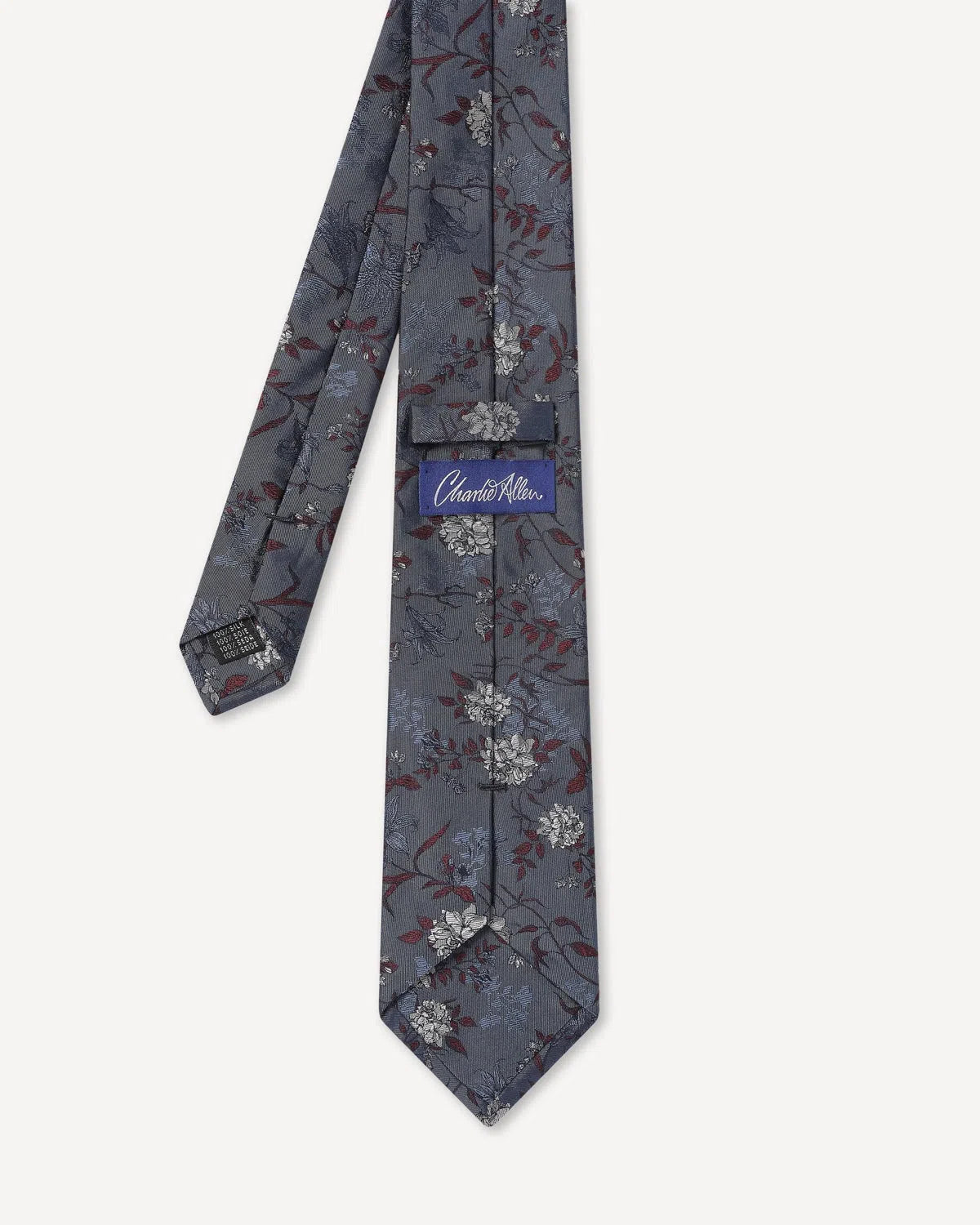 Charlie Allen Woven Floral Design Tie Blue-MALFORD OF LONDON SAVILE ROW MENSWEAR OUTLET