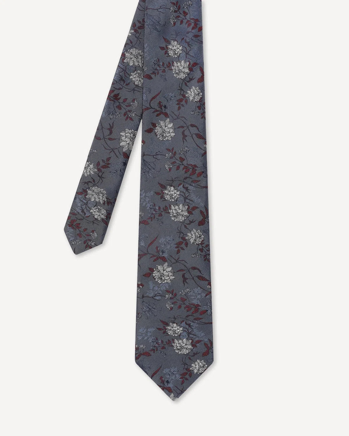 Charlie Allen Woven Floral Design Tie Blue-MALFORD OF LONDON SAVILE ROW MENSWEAR OUTLET