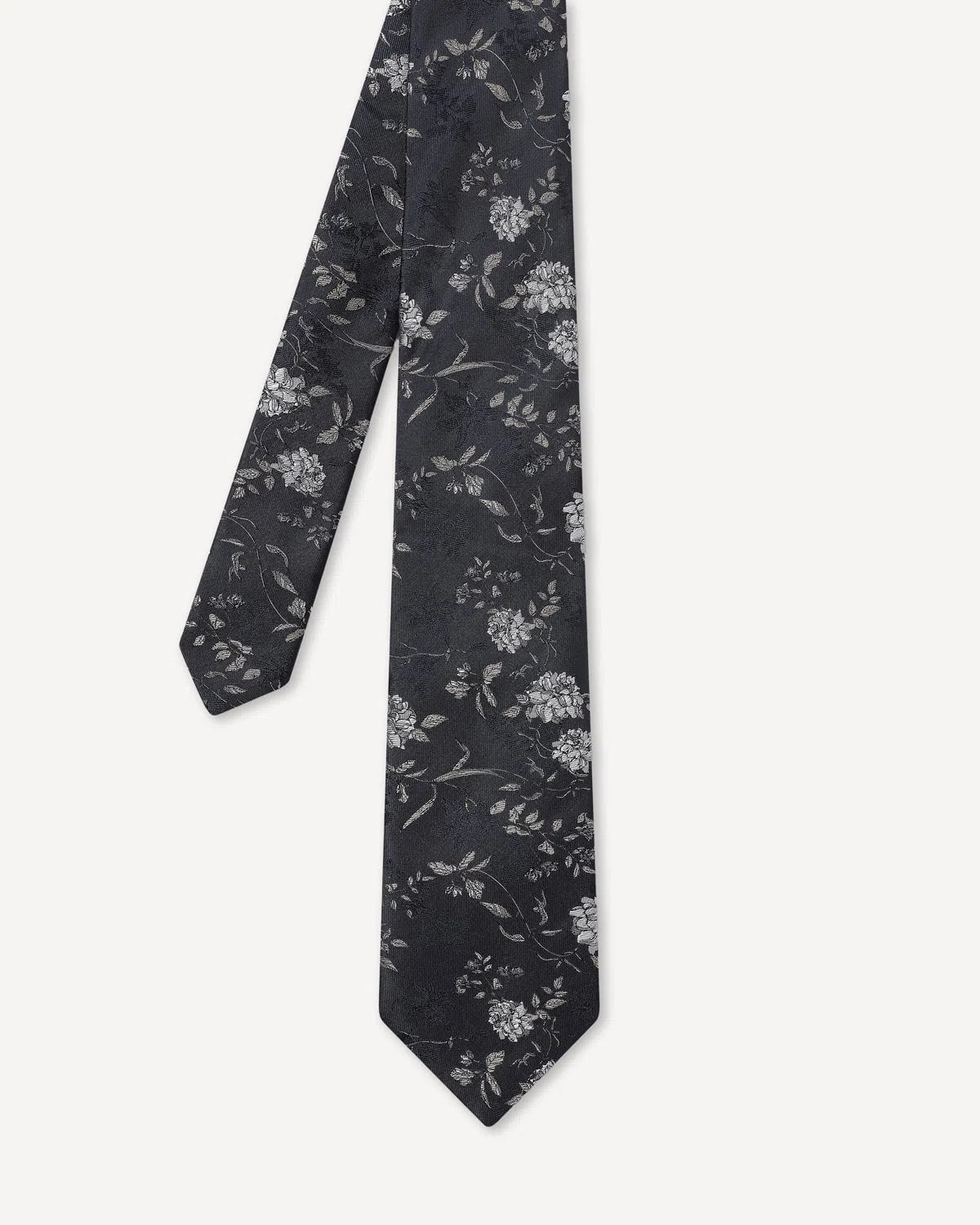 Charlie Allen Woven Floral Design Tie Navy-MALFORD OF LONDON SAVILE ROW MENSWEAR OUTLET