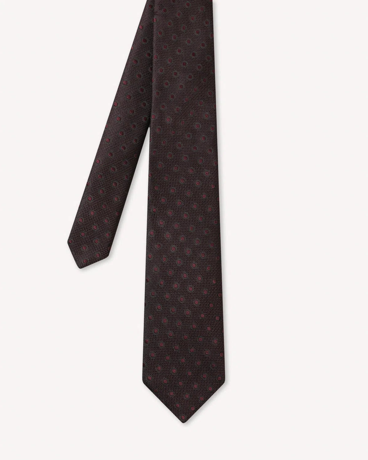 Charlie Allen Woven Polka Dot Tie Burgundy-MALFORD OF LONDON SAVILE ROW MENSWEAR OUTLET