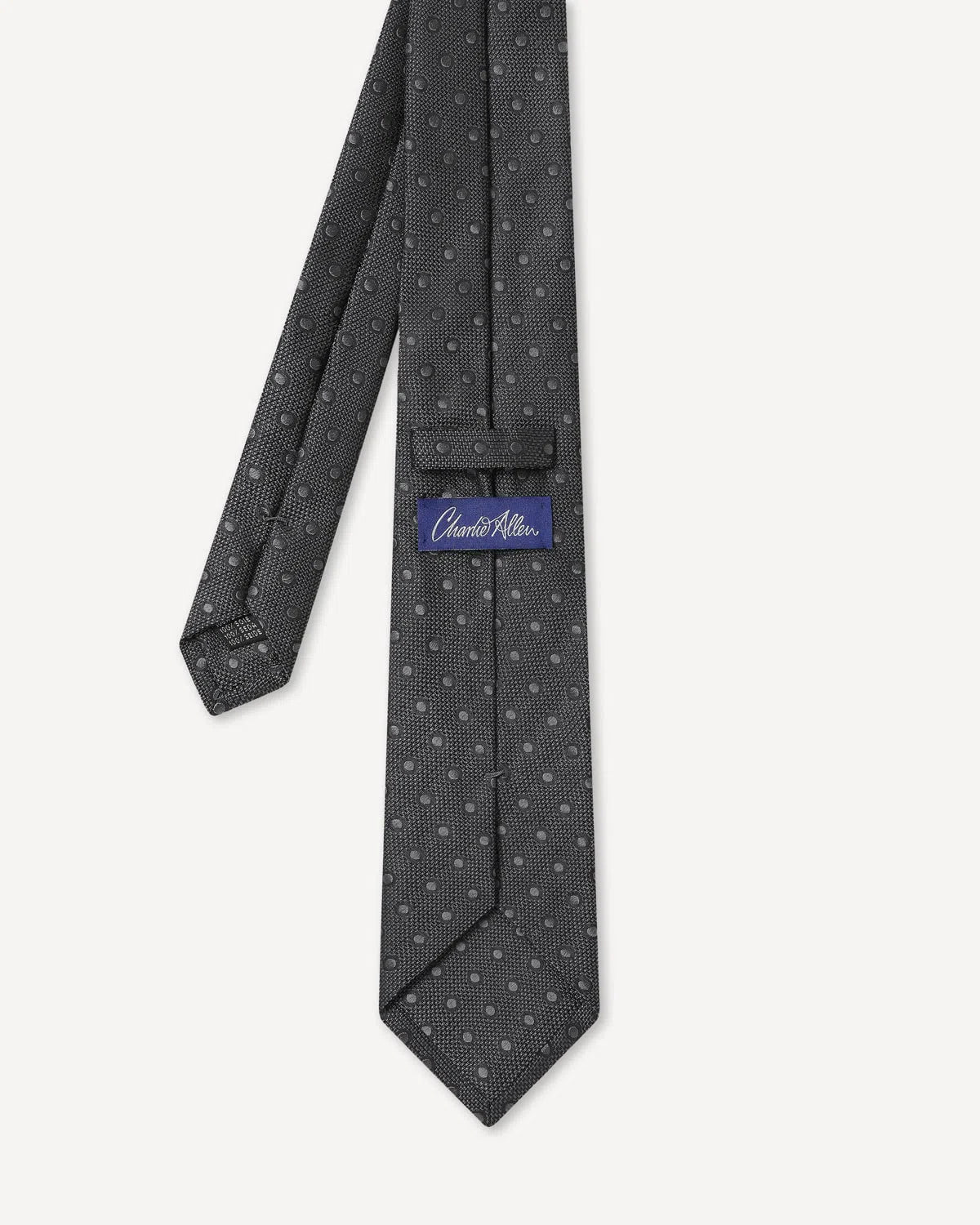 Charlie Allen Woven Polka Dot Tie Silver-MALFORD OF LONDON SAVILE ROW MENSWEAR OUTLET