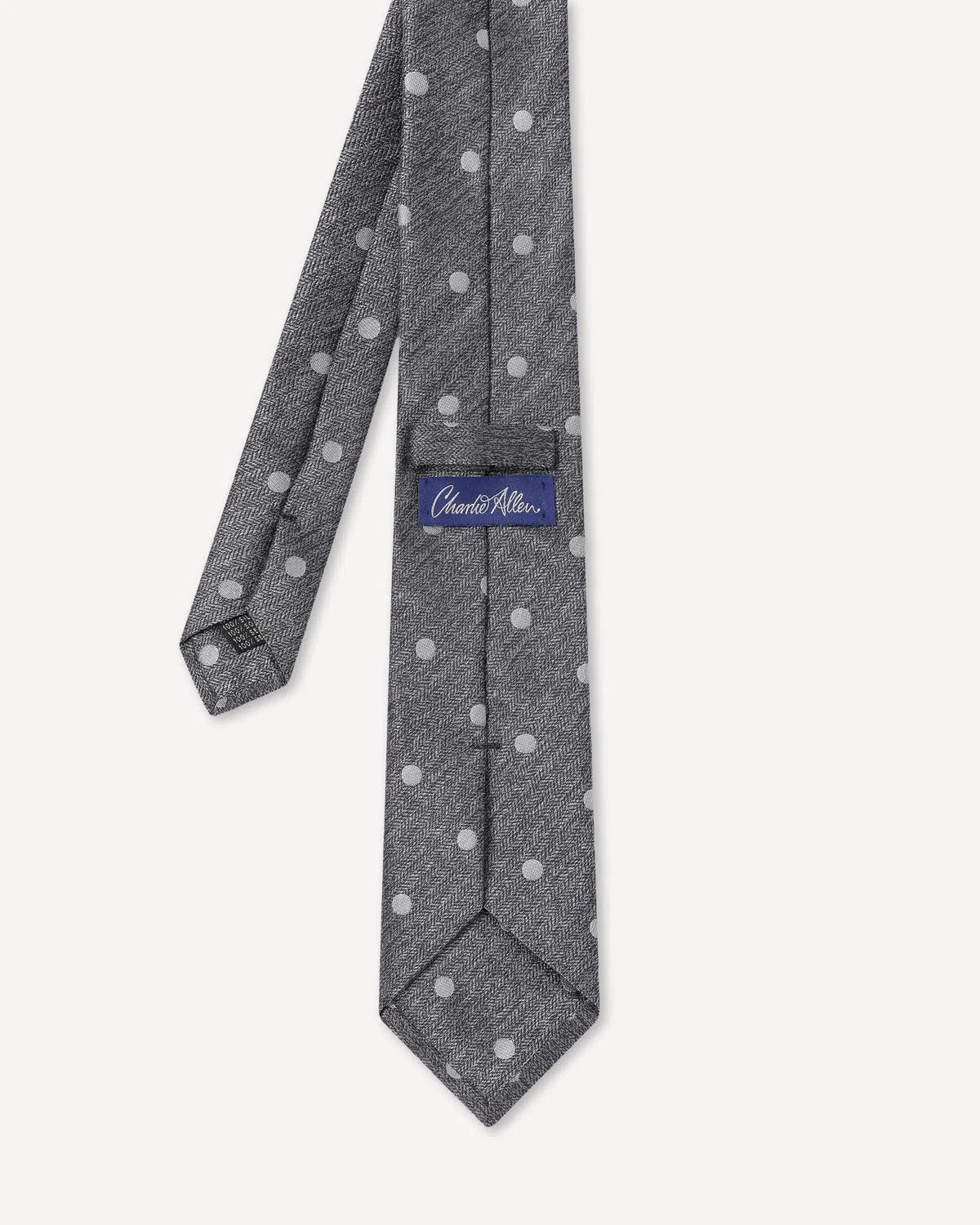 Charlie Allen Woven Polka Dot Weave Tie Silver-MALFORD OF LONDON SAVILE ROW MENSWEAR OUTLET