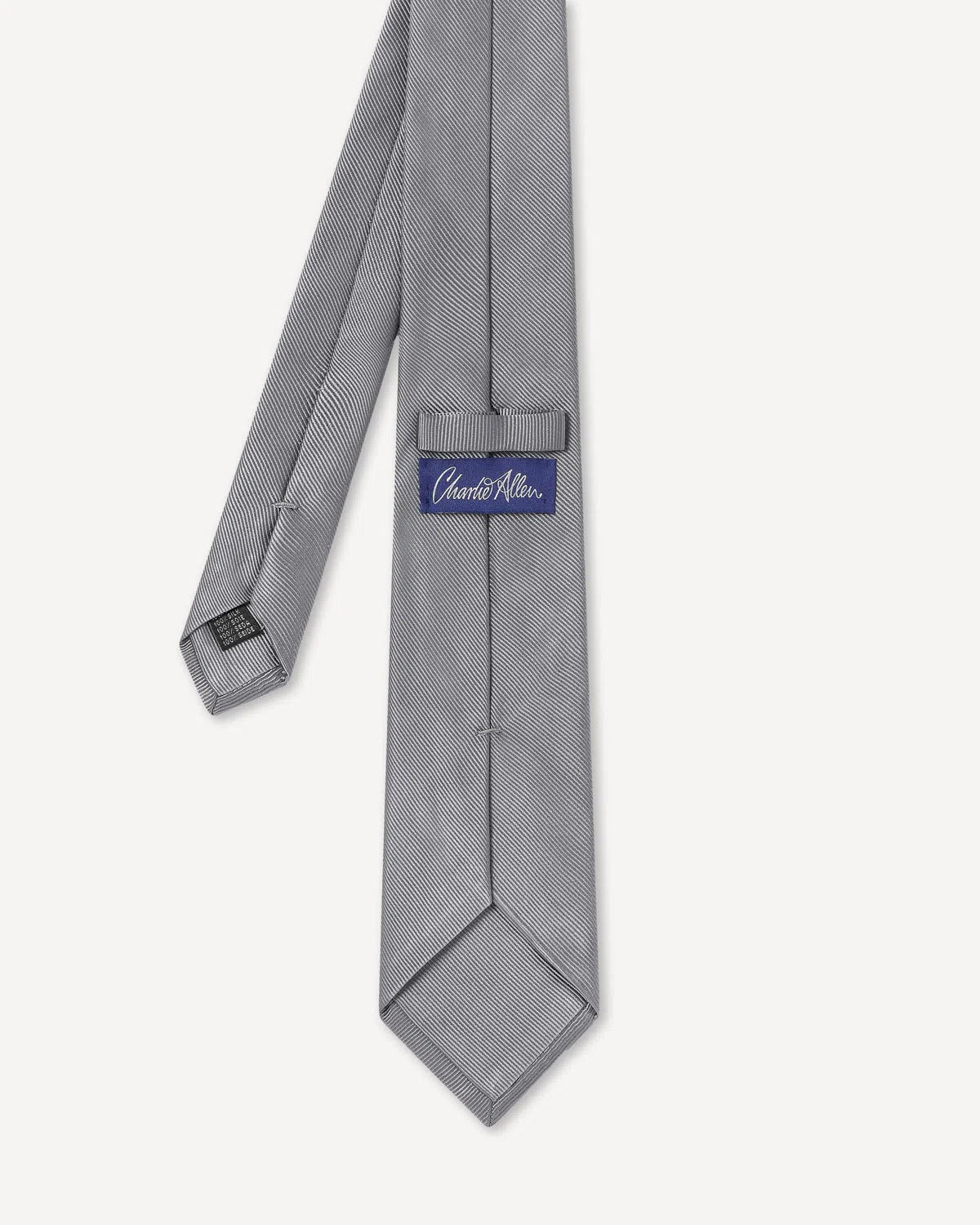 Charlie Allen Woven Twill Tie Silver-MALFORD OF LONDON SAVILE ROW MENSWEAR OUTLET