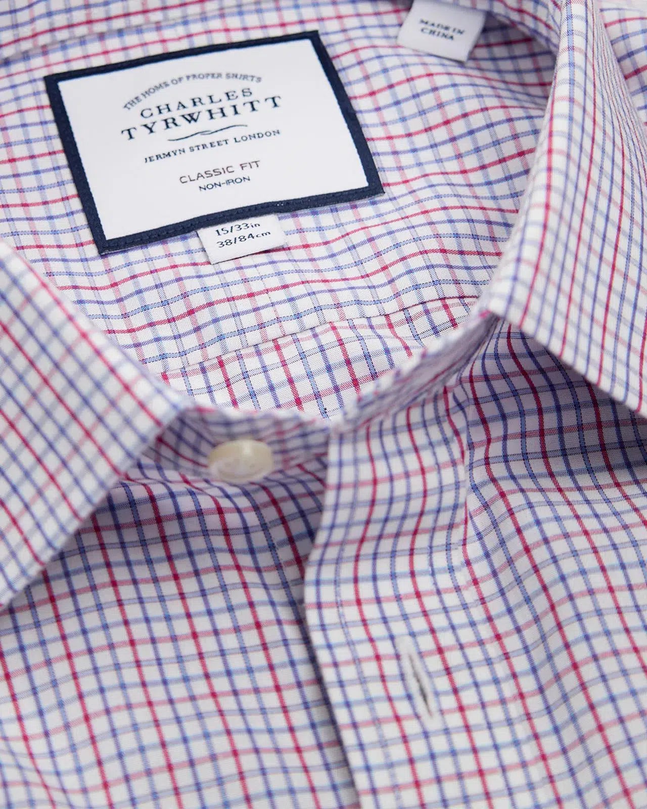 Classic Fit Blue Red Grid Check Shirt-MALFORD OF LONDON SAVILE ROW MENSWEAR OUTLET