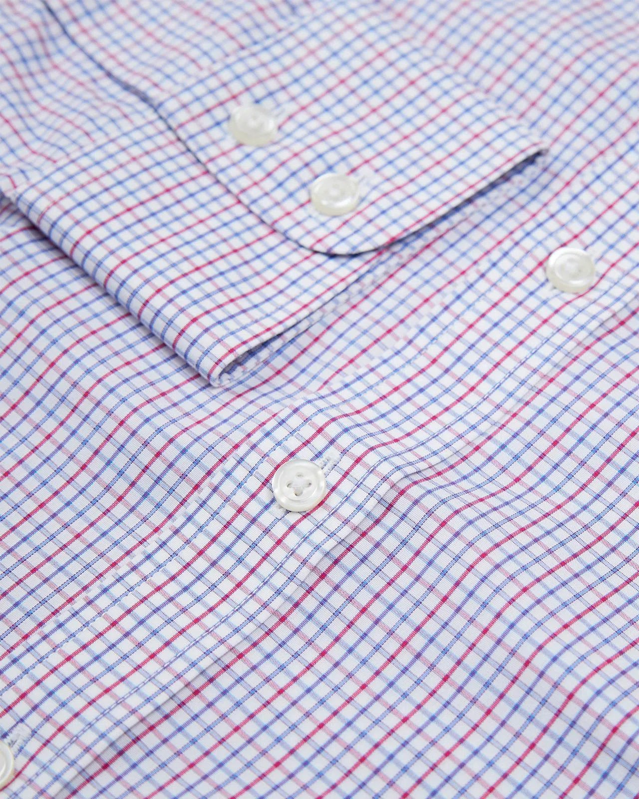 Classic Fit Blue Red Grid Check Shirt-MALFORD OF LONDON SAVILE ROW MENSWEAR OUTLET