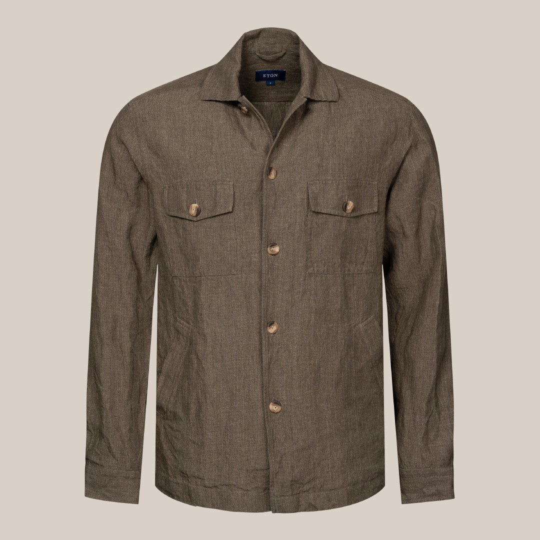 Classic Fit Dark Brown Overshirt-MALFORD OF LONDON SAVILE ROW MENSWEAR OUTLET