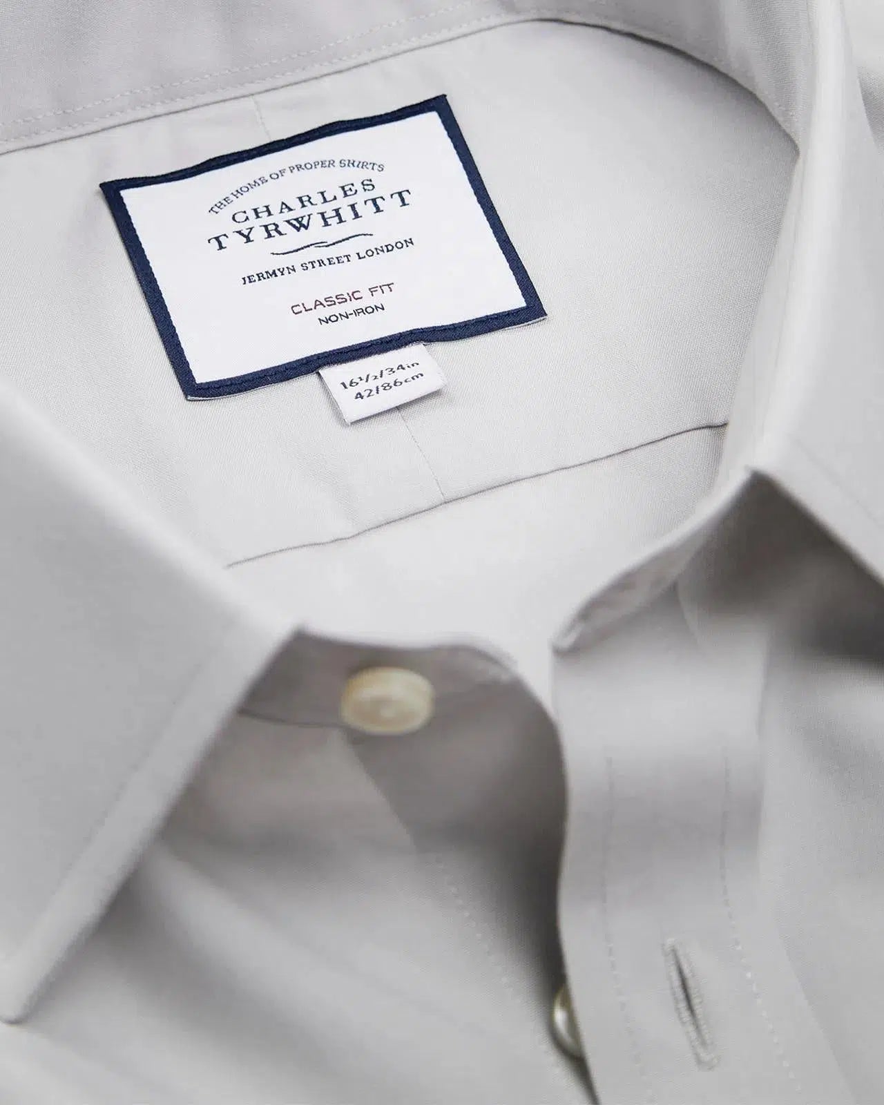 Classic Fit Grey Poplin Pocketed Shirt-MALFORD OF LONDON SAVILE ROW MENSWEAR OUTLET