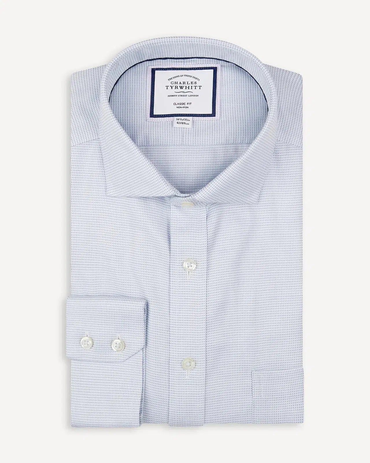 Classic Fit Light Blue Cambridge Weave Shirt-MALFORD OF LONDON SAVILE ROW MENSWEAR OUTLET