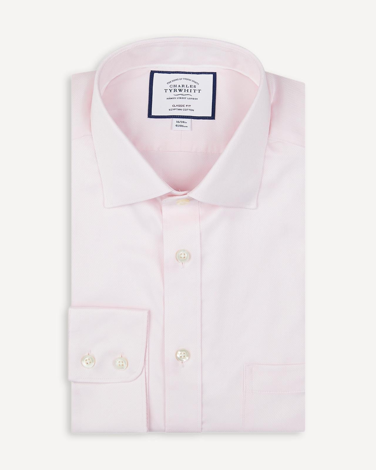 Classic Fit Light Pink Hampton Weave Shirt-MALFORD OF LONDON SAVILE ROW MENSWEAR OUTLET