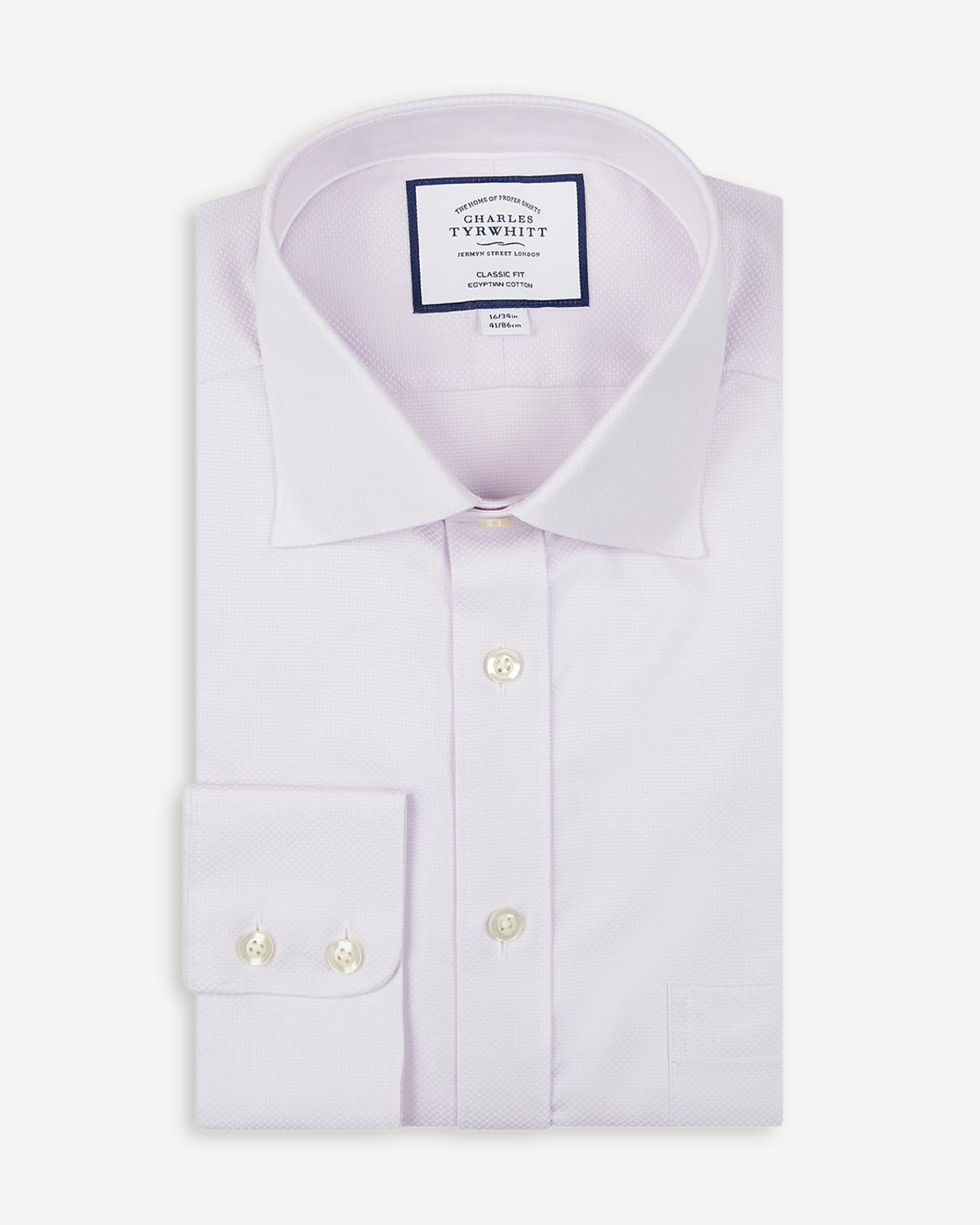 Classic Fit Lilac Purple Link Weave Shirt-MALFORD OF LONDON SAVILE ROW MENSWEAR OUTLET