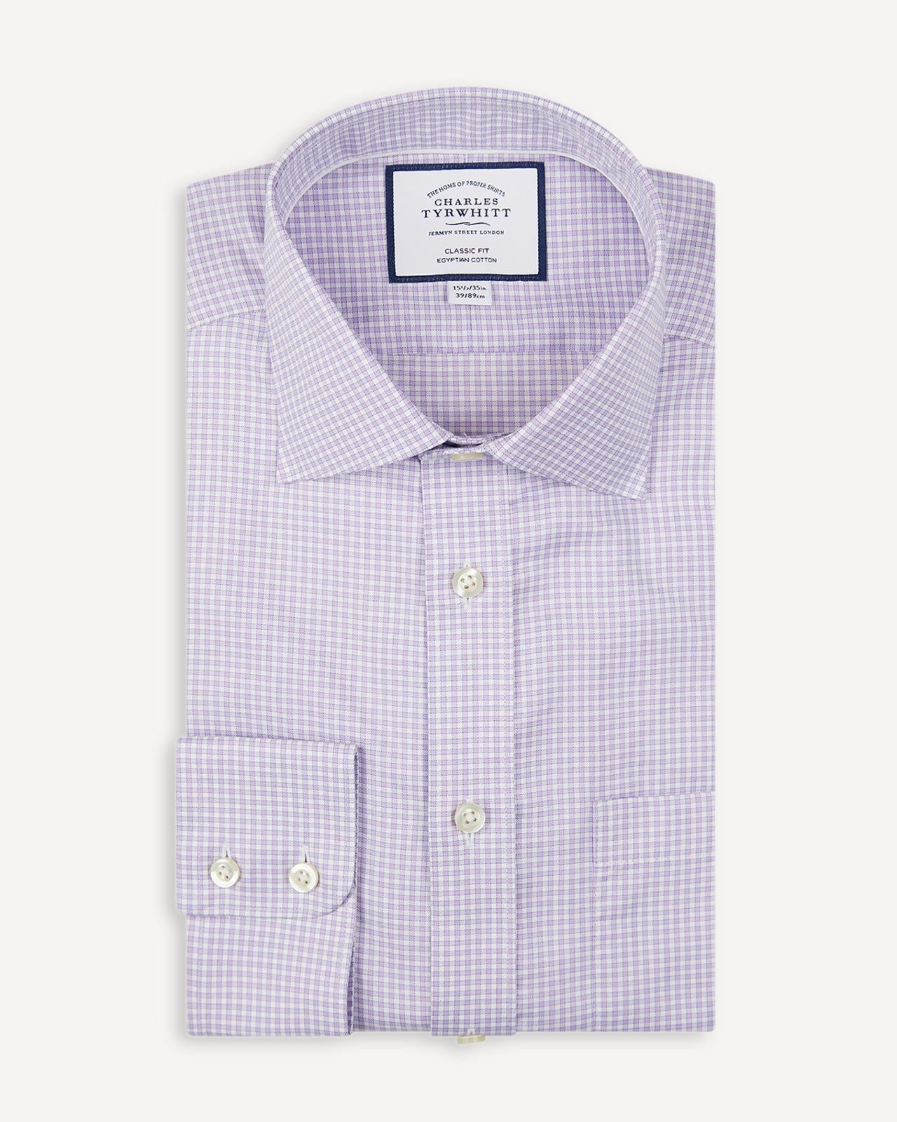 Classic Fit Mauve Purple Twill Gingham Check Shirt-MALFORD OF LONDON SAVILE ROW MENSWEAR OUTLET