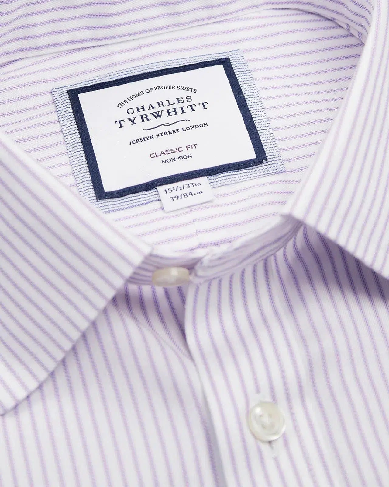 Classic Fit Mauve Purple Twill Stripe Shirt-MALFORD OF LONDON SAVILE ROW MENSWEAR OUTLET