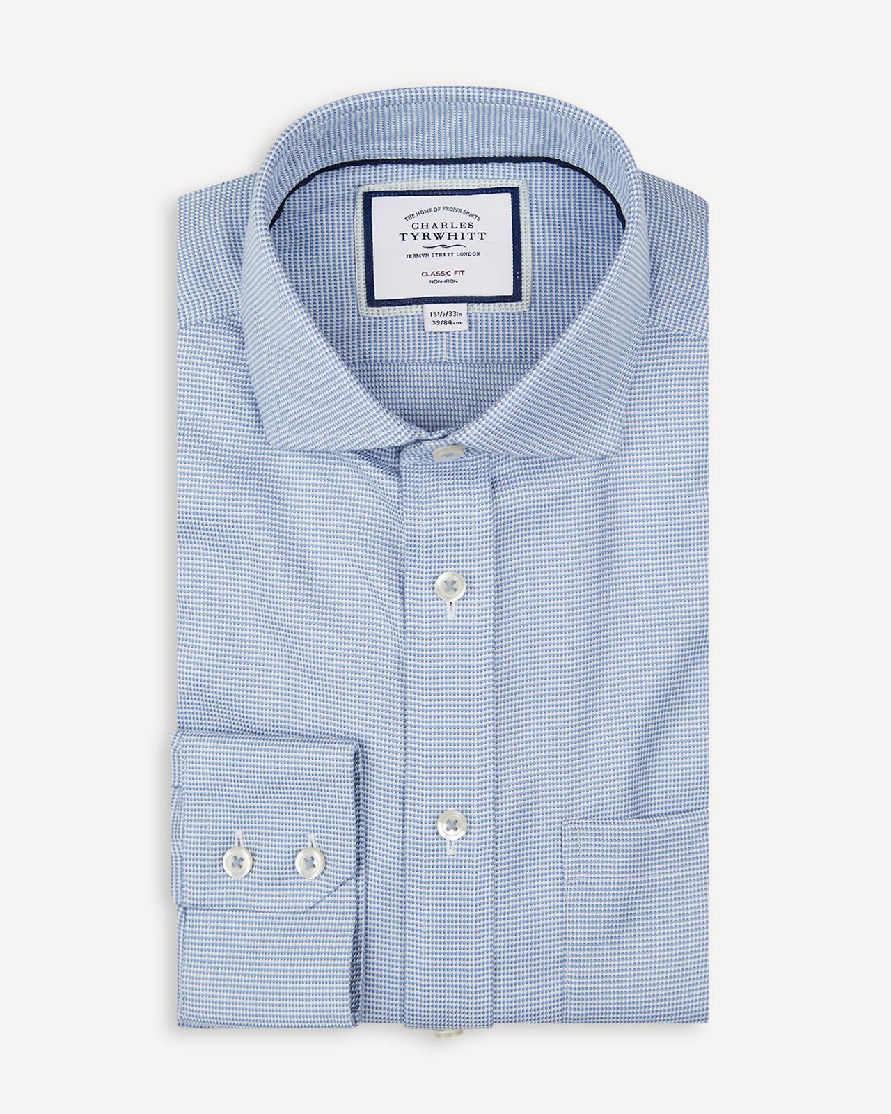 Classic Fit Ocean Blue Cambridge Weave Shirt-MALFORD OF LONDON SAVILE ROW MENSWEAR OUTLET