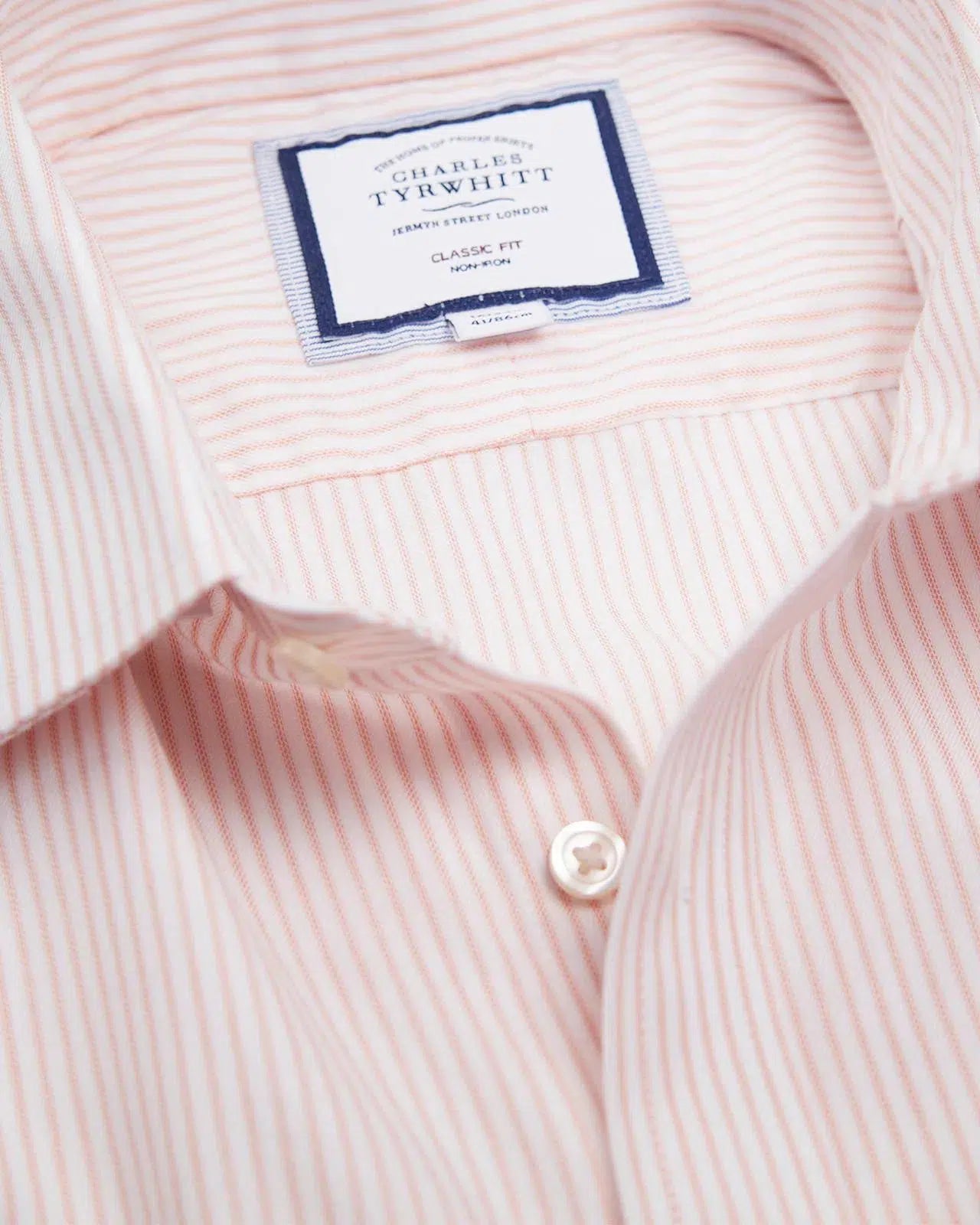 Classic Fit Orange Twill Stripe Shirt-MALFORD OF LONDON SAVILE ROW MENSWEAR OUTLET