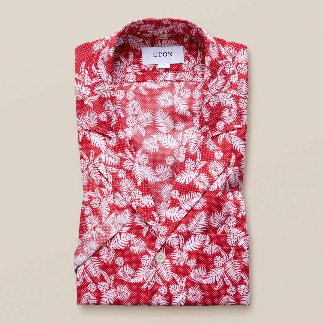 Classic Fit Red Floral Hawaiian Shirt-MALFORD OF LONDON SAVILE ROW MENSWEAR OUTLET