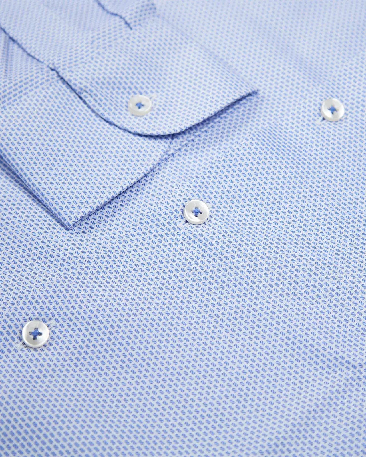 Classic Fit Sky Blue Stretch Texture Shirt-MALFORD OF LONDON SAVILE ROW MENSWEAR OUTLET