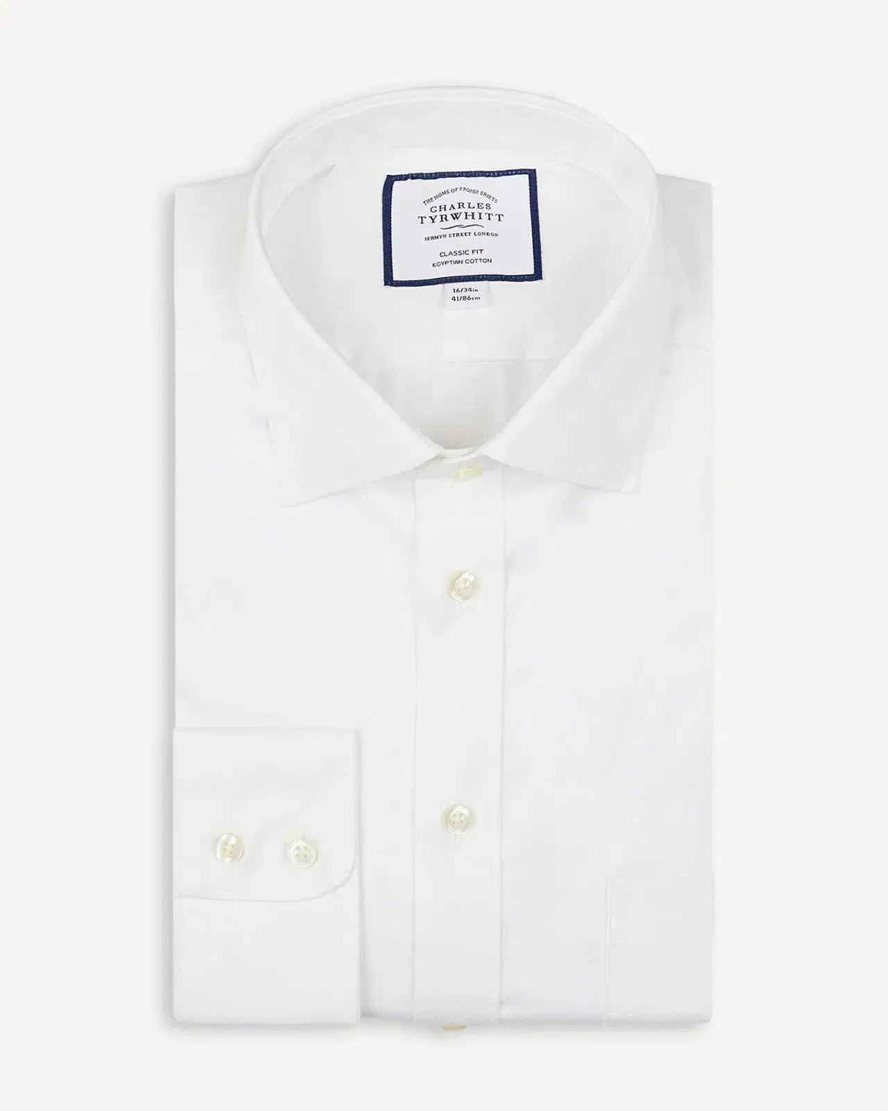 Classic Fit White Hampton Weave Shirt-MALFORD OF LONDON SAVILE ROW MENSWEAR OUTLET