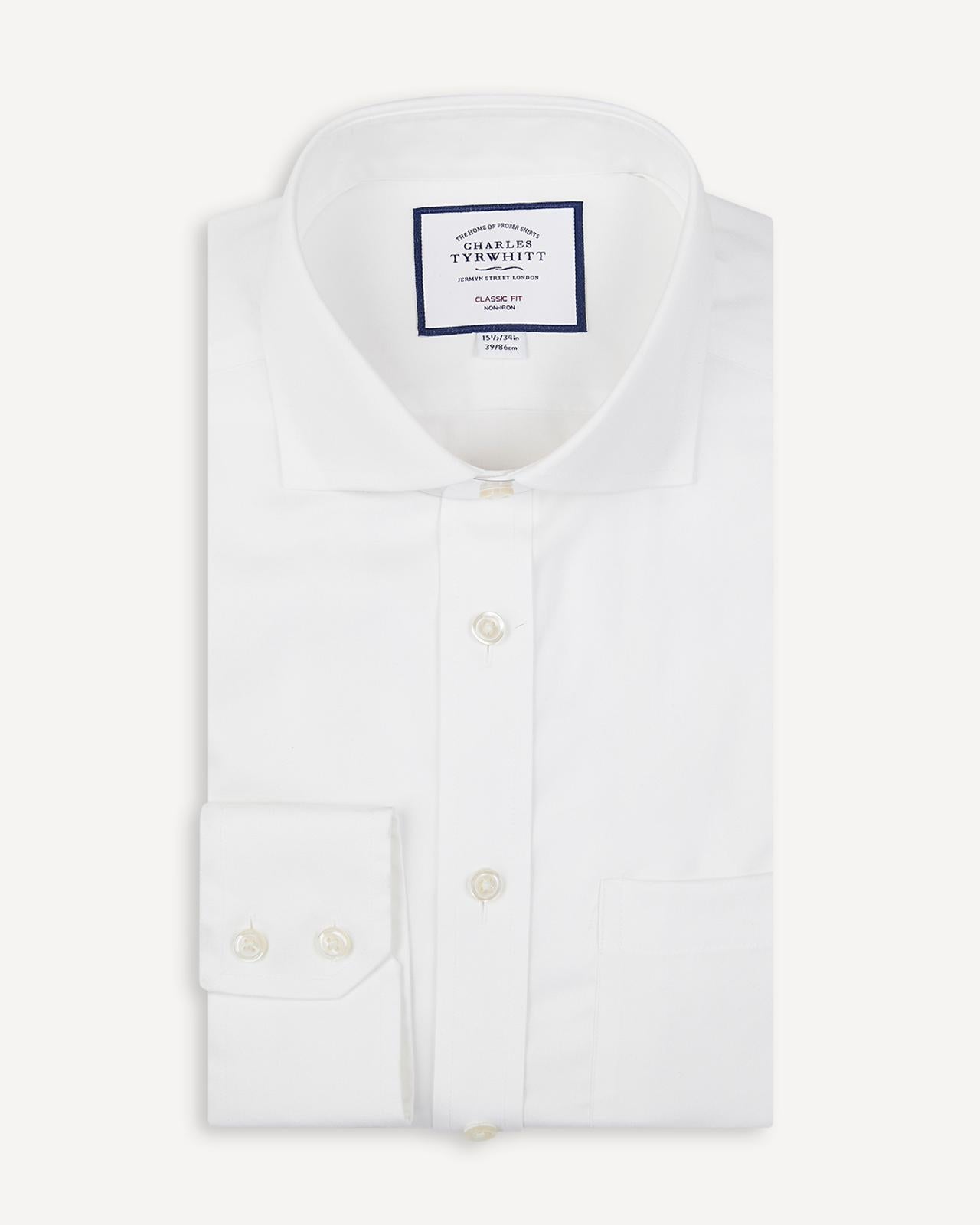 Classic Fit White Pinpoint Oxford Shirt-MALFORD OF LONDON SAVILE ROW MENSWEAR OUTLET