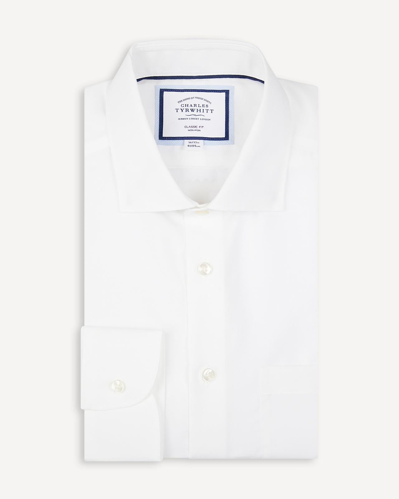 Classic Fit White Pocketed Shirt-MALFORD OF LONDON SAVILE ROW MENSWEAR OUTLET