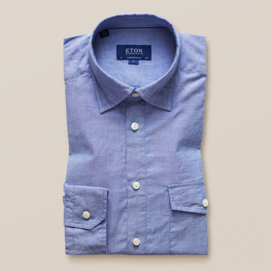 Contemporary Fit Dark Blue Plain Shirt-MALFORD OF LONDON SAVILE ROW MENSWEAR OUTLET