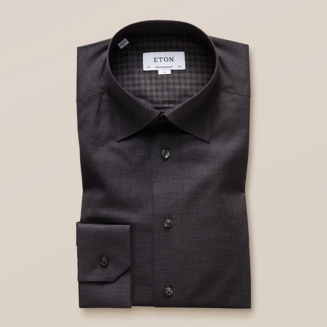 Contemporary Fit Grey Plain Shirt-MALFORD OF LONDON SAVILE ROW MENSWEAR OUTLET