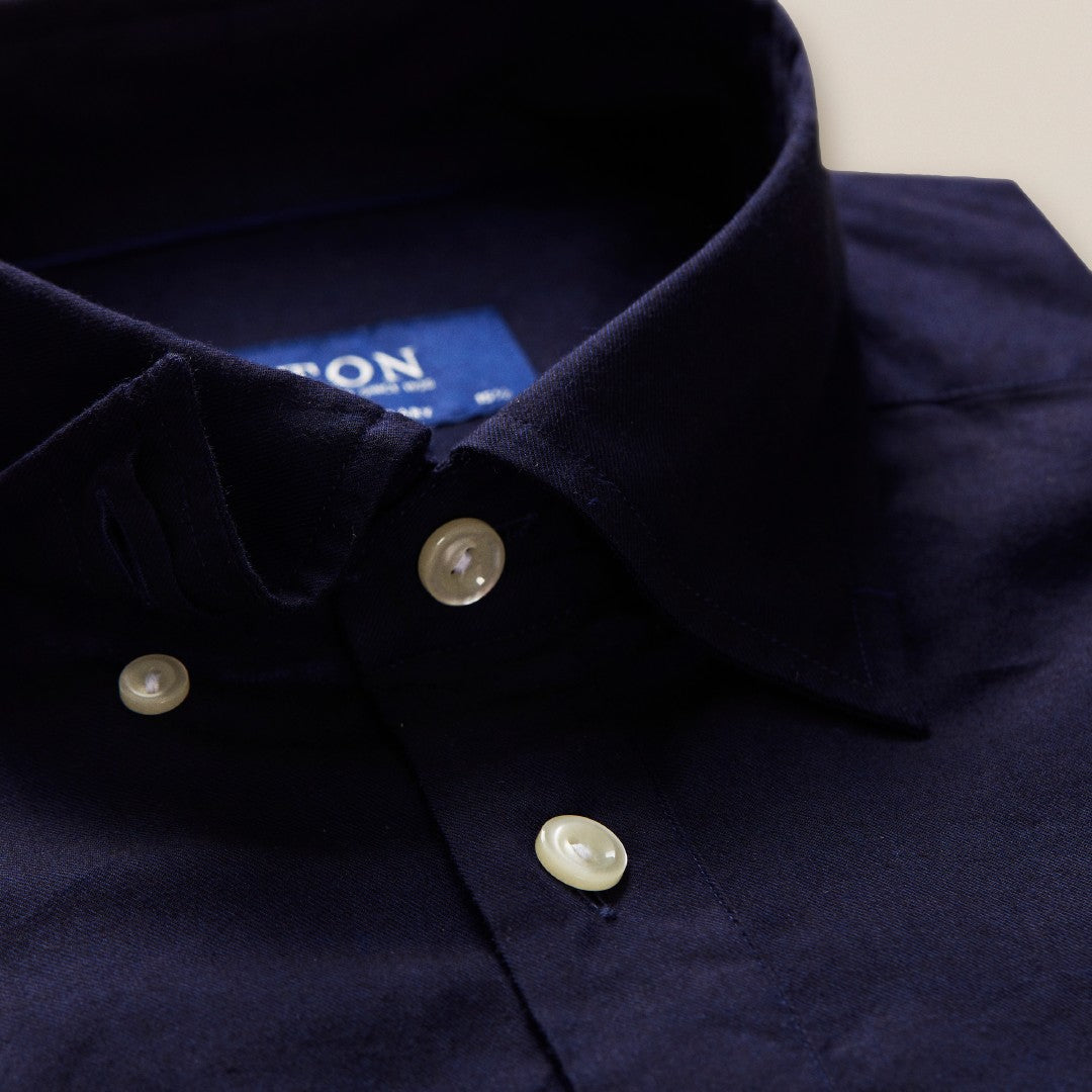 Contemporary Fit Navy Blue Plain Shirt-MALFORD OF LONDON SAVILE ROW MENSWEAR OUTLET