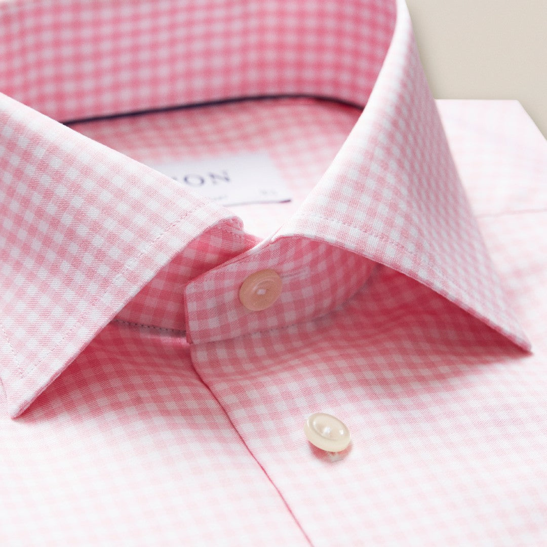 Contemporary Fit Pink Gingham Check Shirt-MALFORD OF LONDON SAVILE ROW MENSWEAR OUTLET