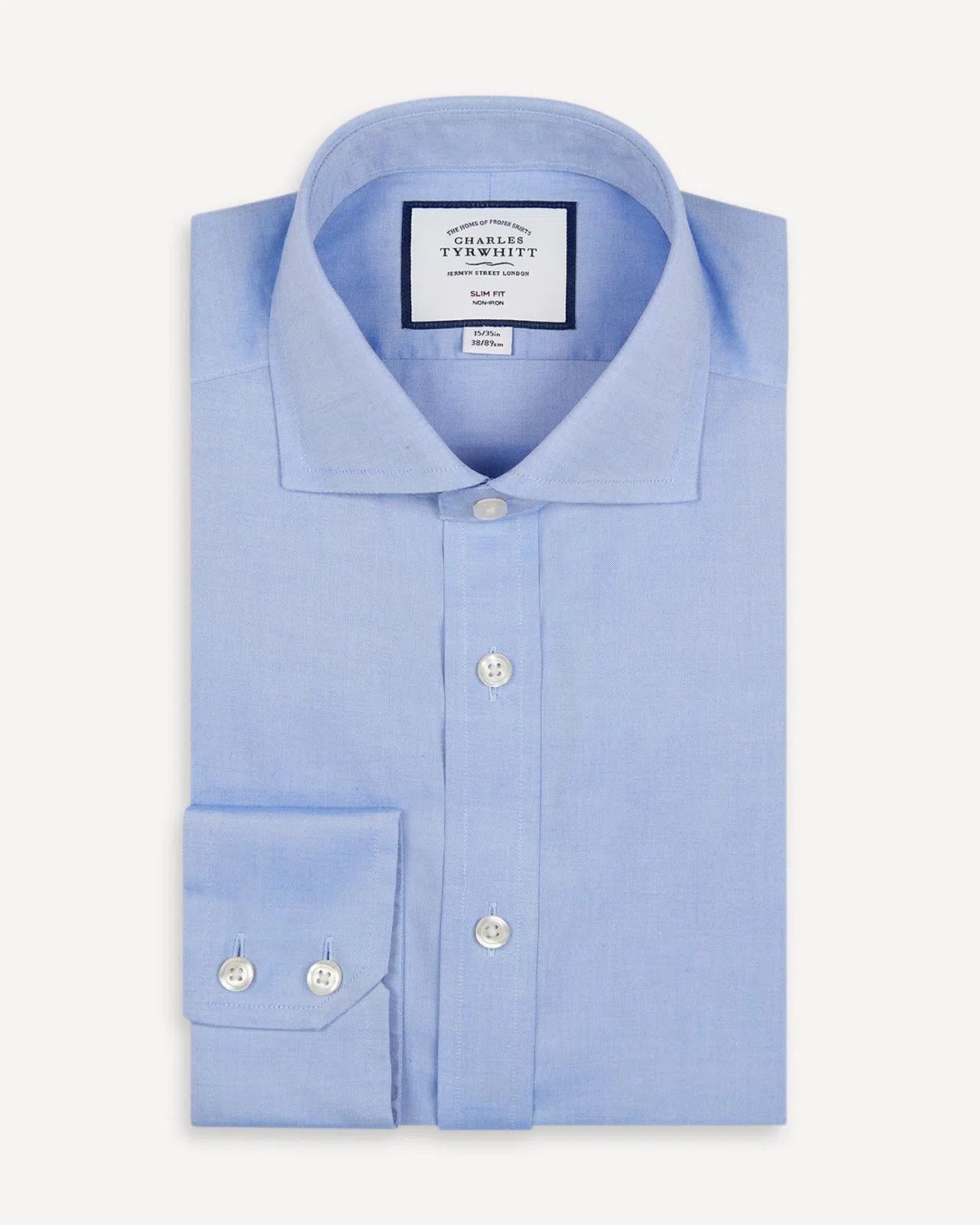 Cornflower Blue Slim Fit Pinpoint Oxford Shirt-MALFORD OF LONDON SAVILE ROW MENSWEAR OUTLET