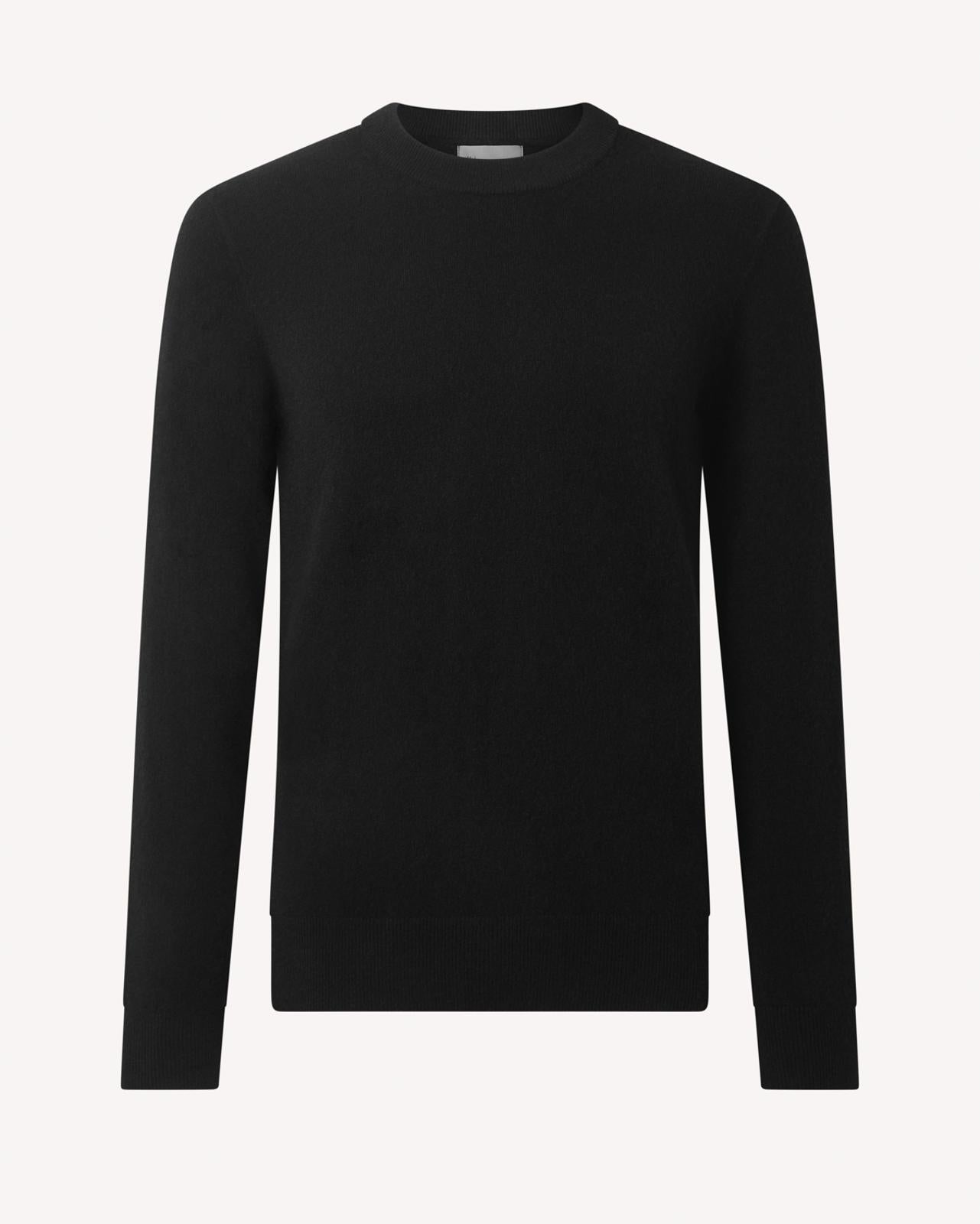 Crew Neck Black Cashmere Jumper-MALFORD OF LONDON SAVILE ROW MENSWEAR OUTLET